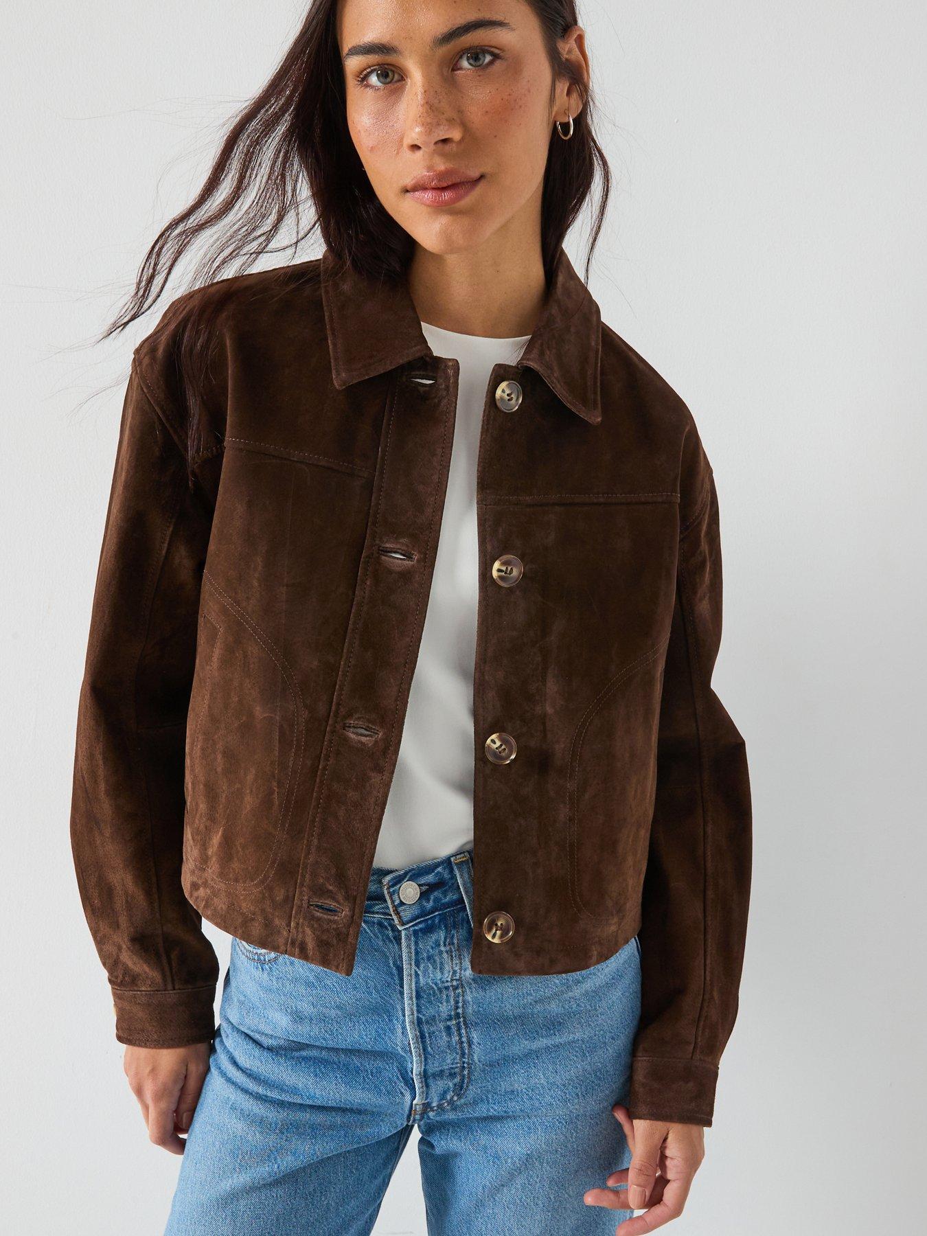Vero Moda Short Suede Jacket - Brown | Very