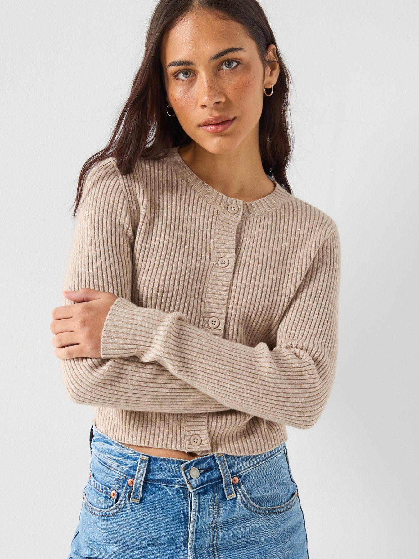 Only Long Sleeve Button Cardigan - Beige