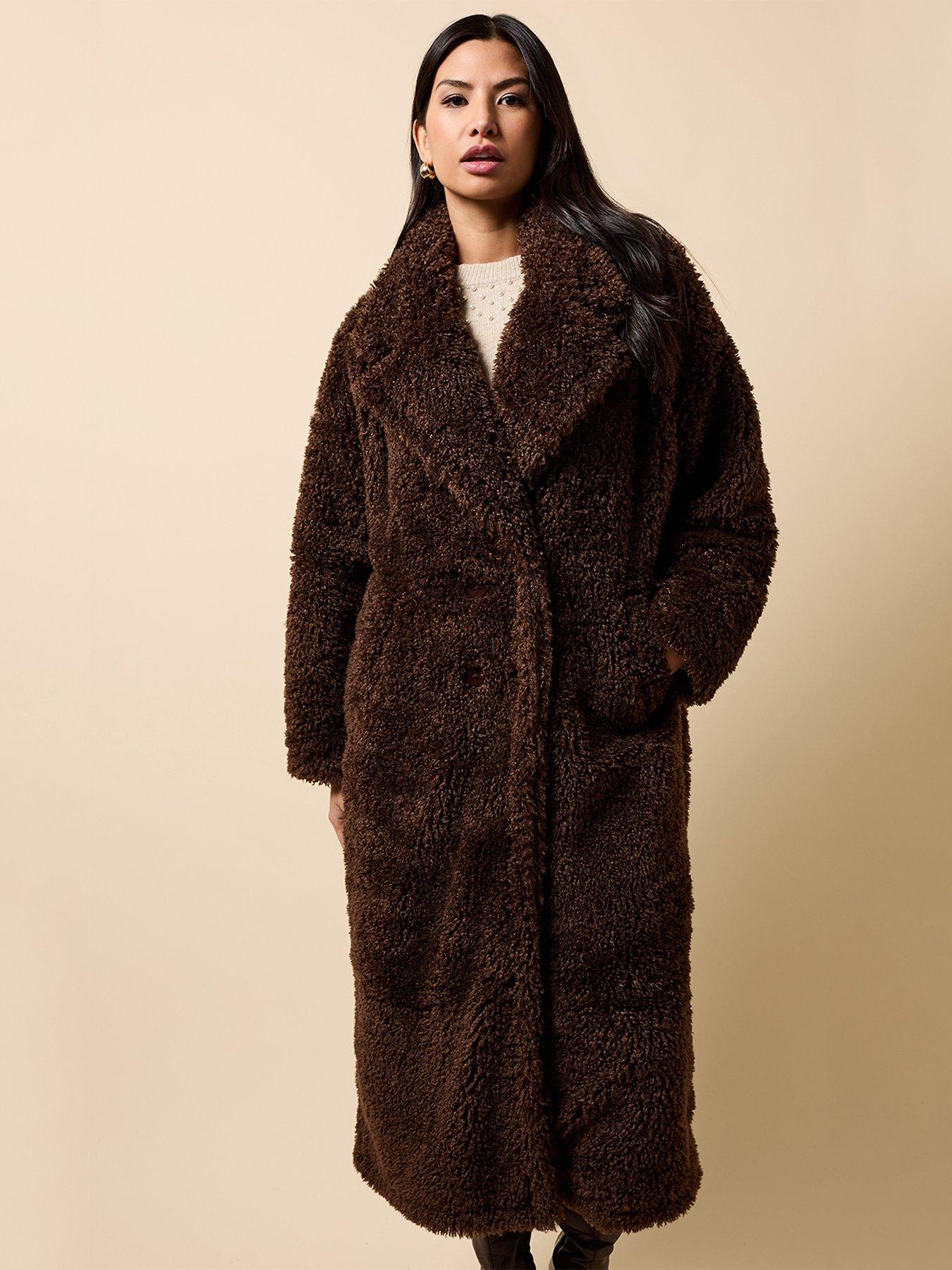 Little Mistress Chocolate Faux Fur Coat Brown Very