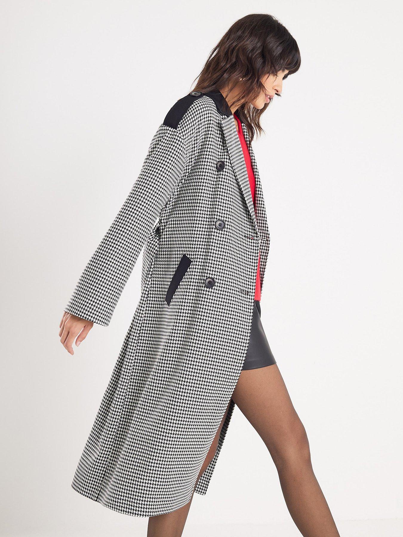 River Island Dogtooth Tailored Trench Black Very