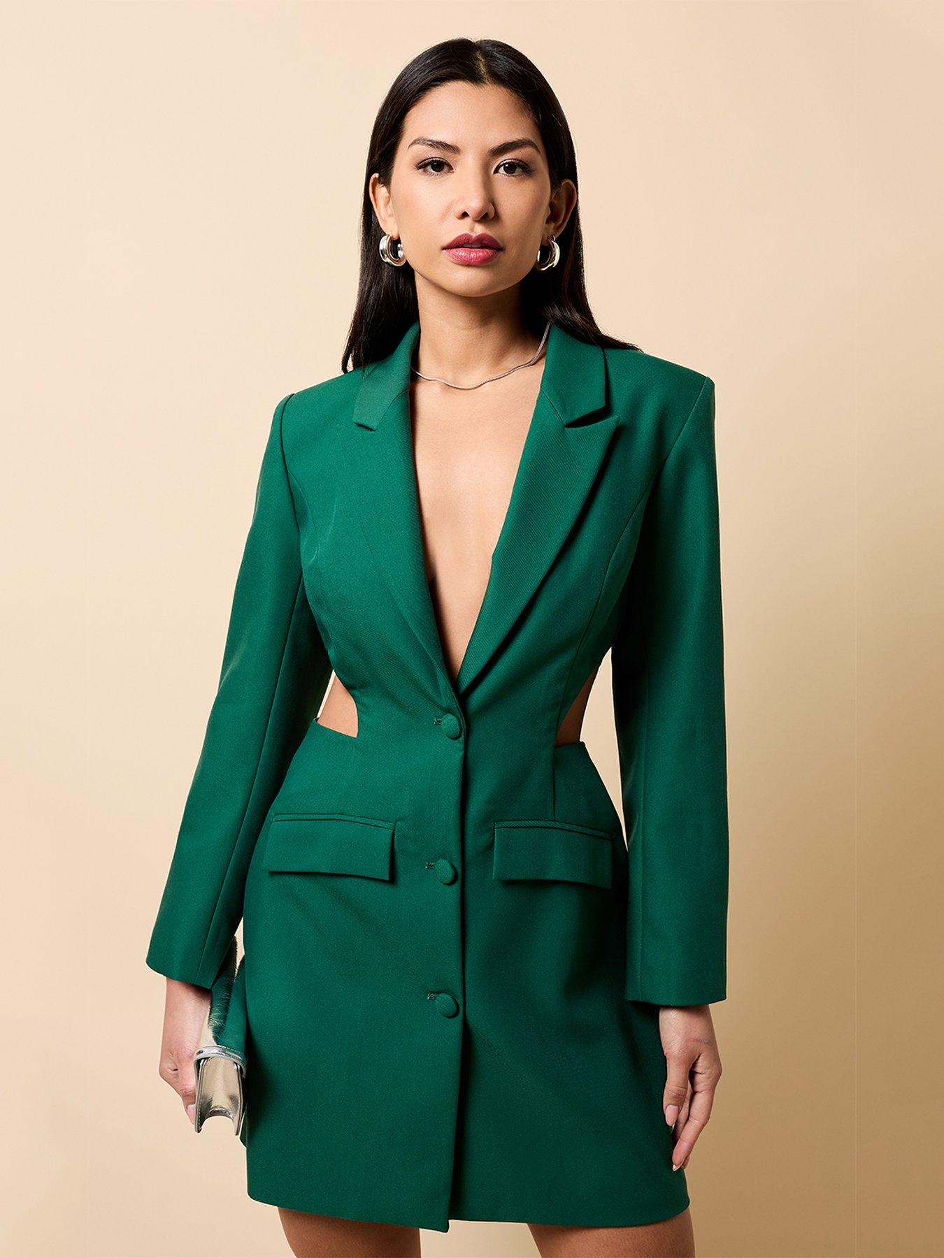 Little Mistress Cut Out Blazer Mini Dress - Green | Very