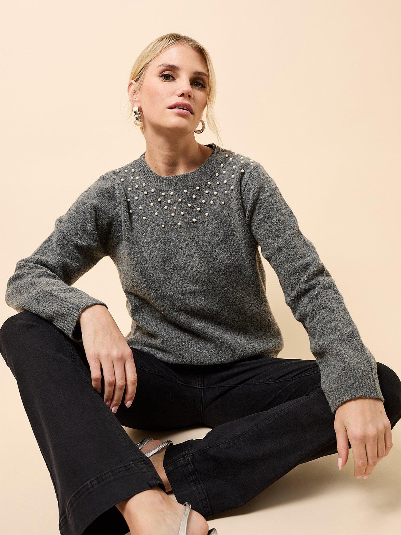 Little Mistress Embellished Knitted Jumper - Grey
