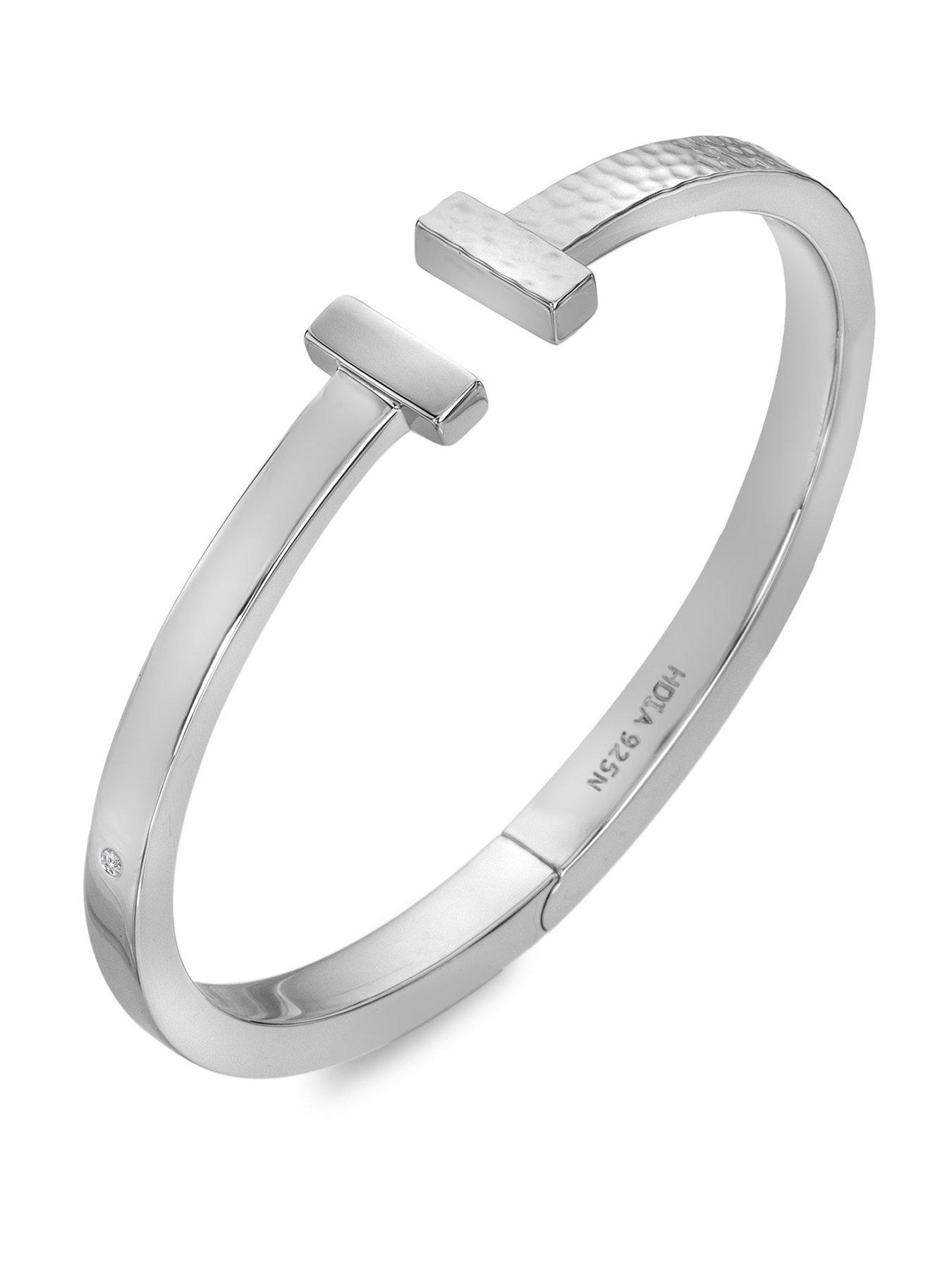 Hot Diamonds Hammered T-Bar Bangle Very