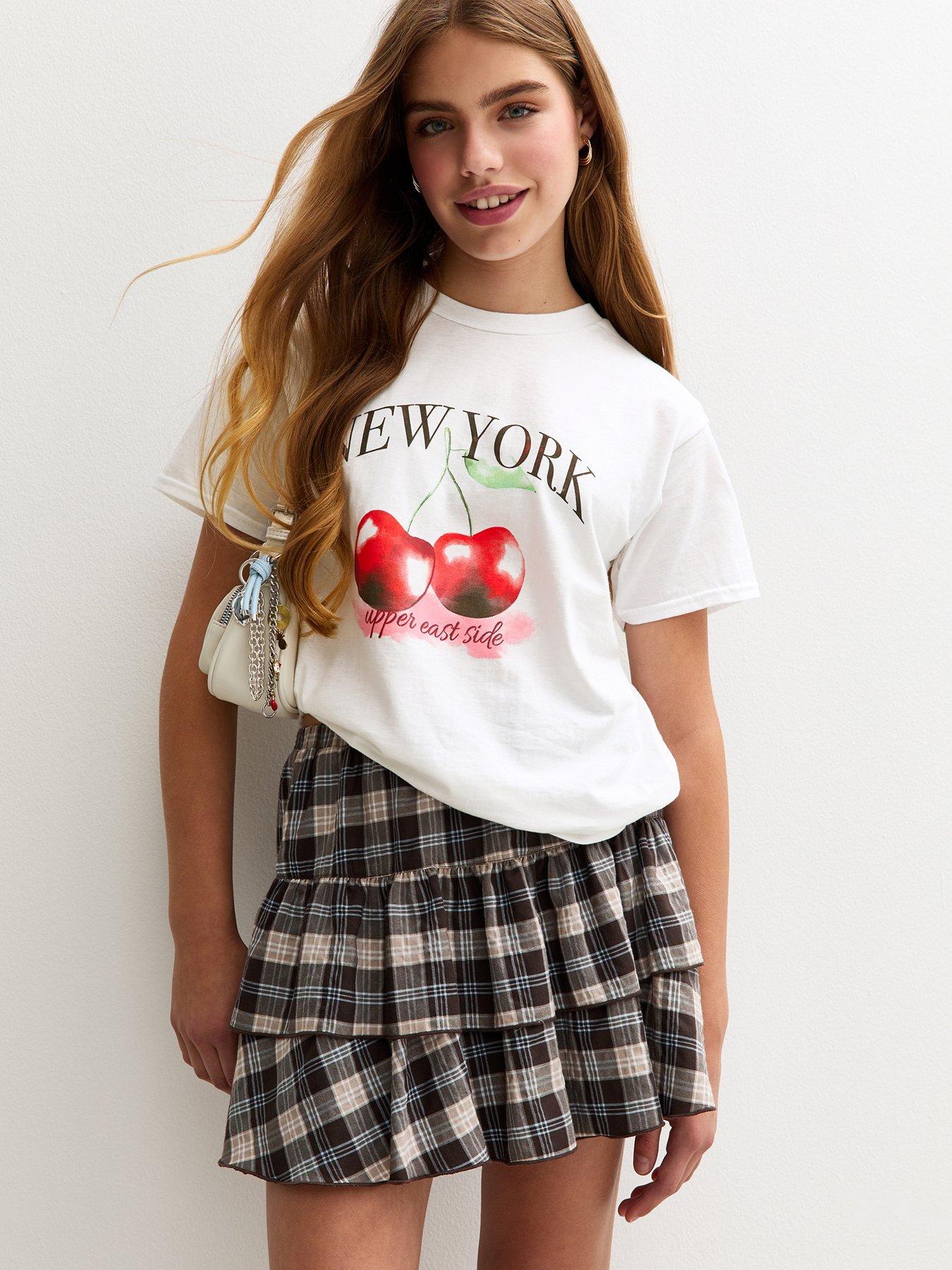 New Look 915 Girls York Cherry Print T-Shirt - White