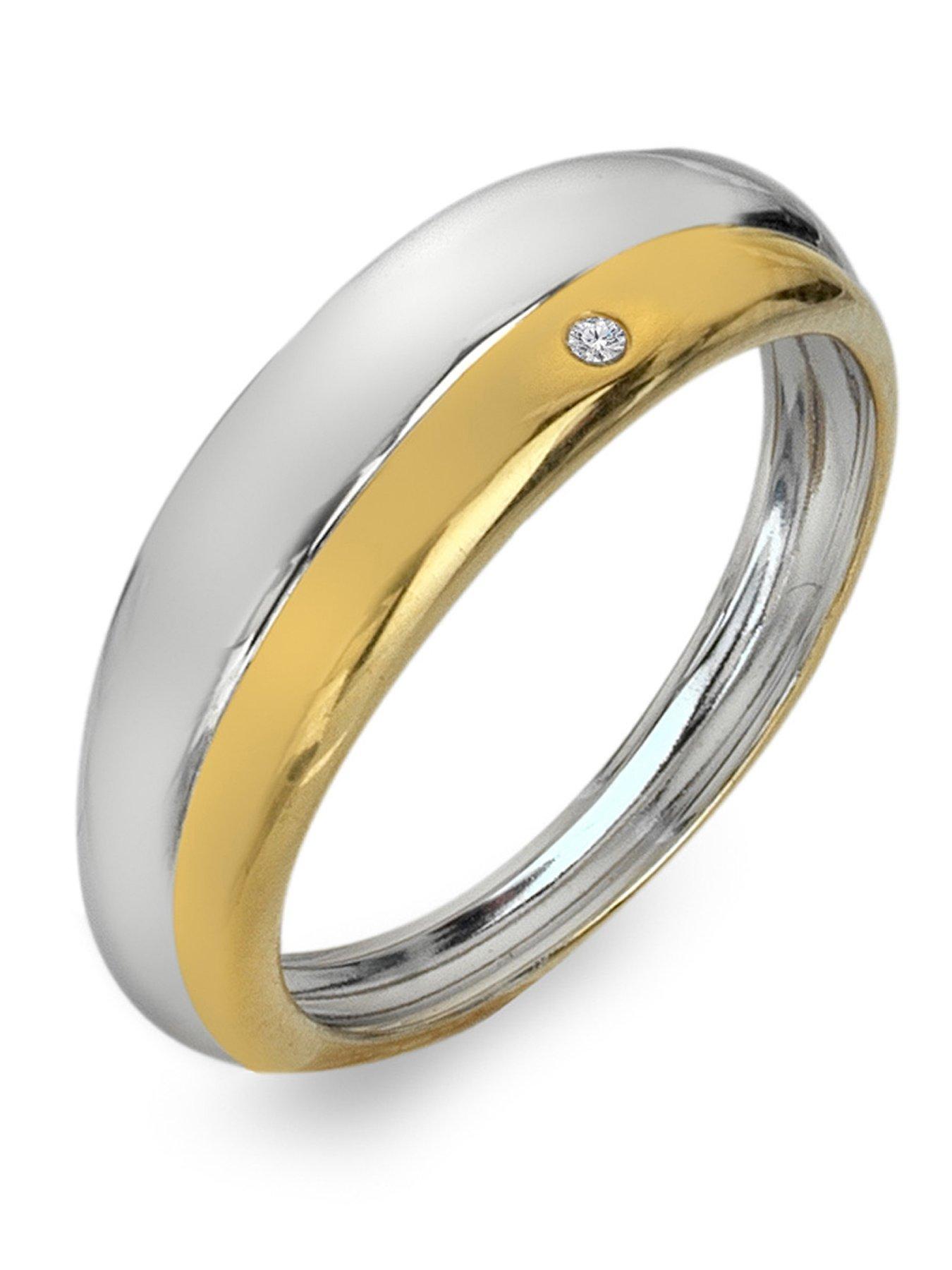 Hot Diamonds Droplet Two Tone Ring, Multi, Size L, Women