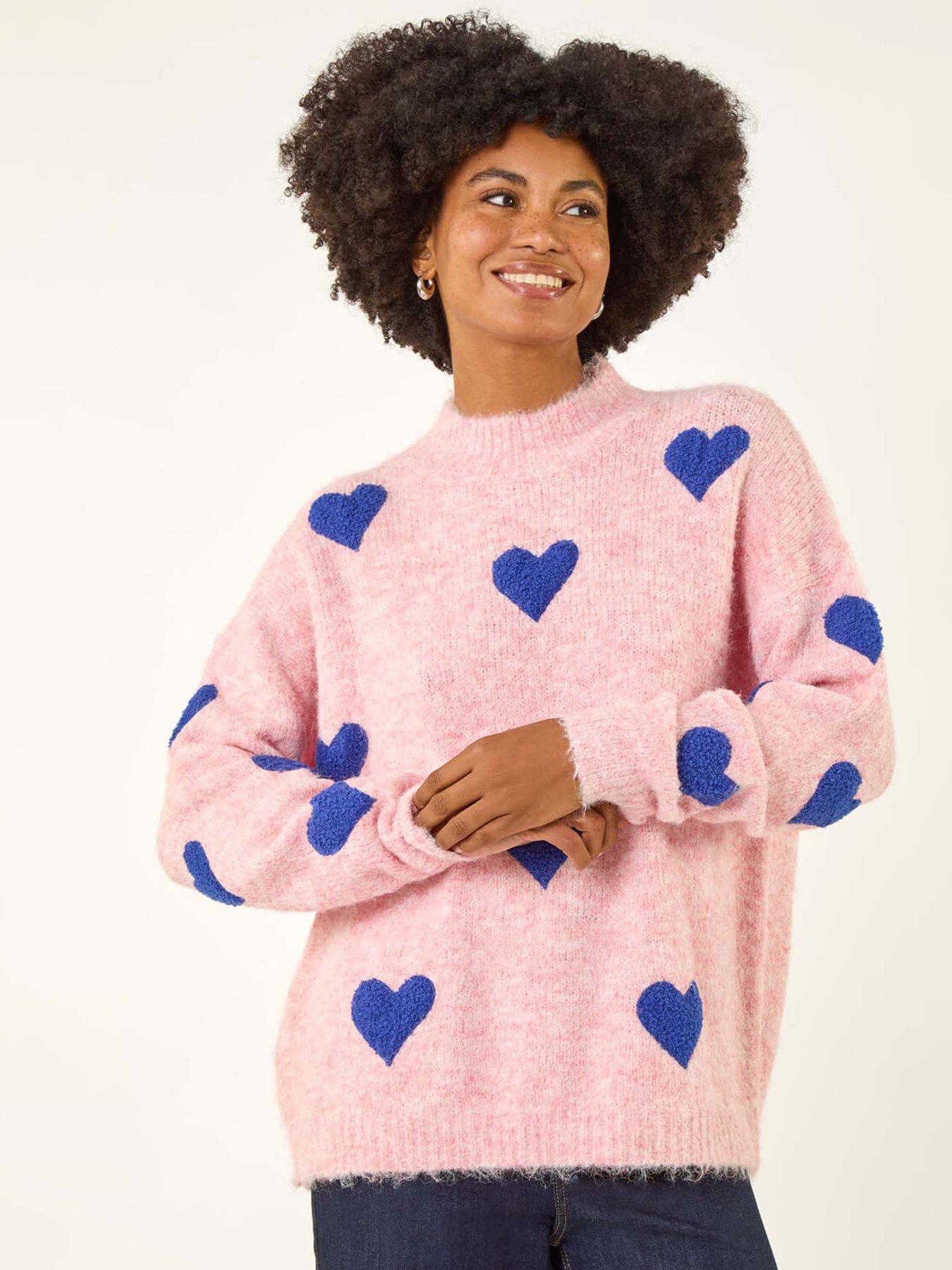 Roman Scattered Heart Knit Jumper - Pink
