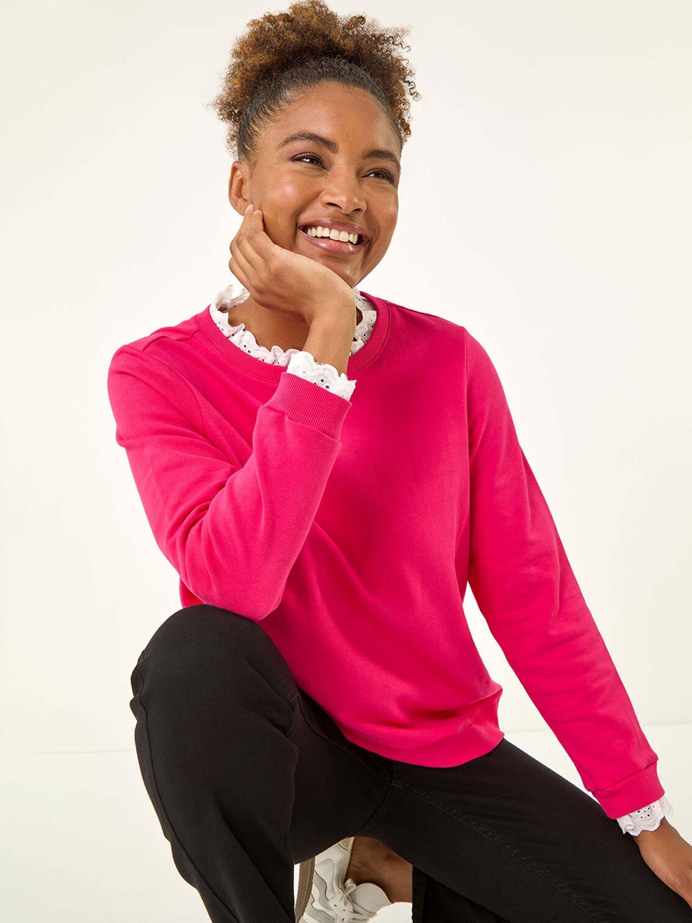 Roman Frill Collar Stretch Jersey Top - Pink