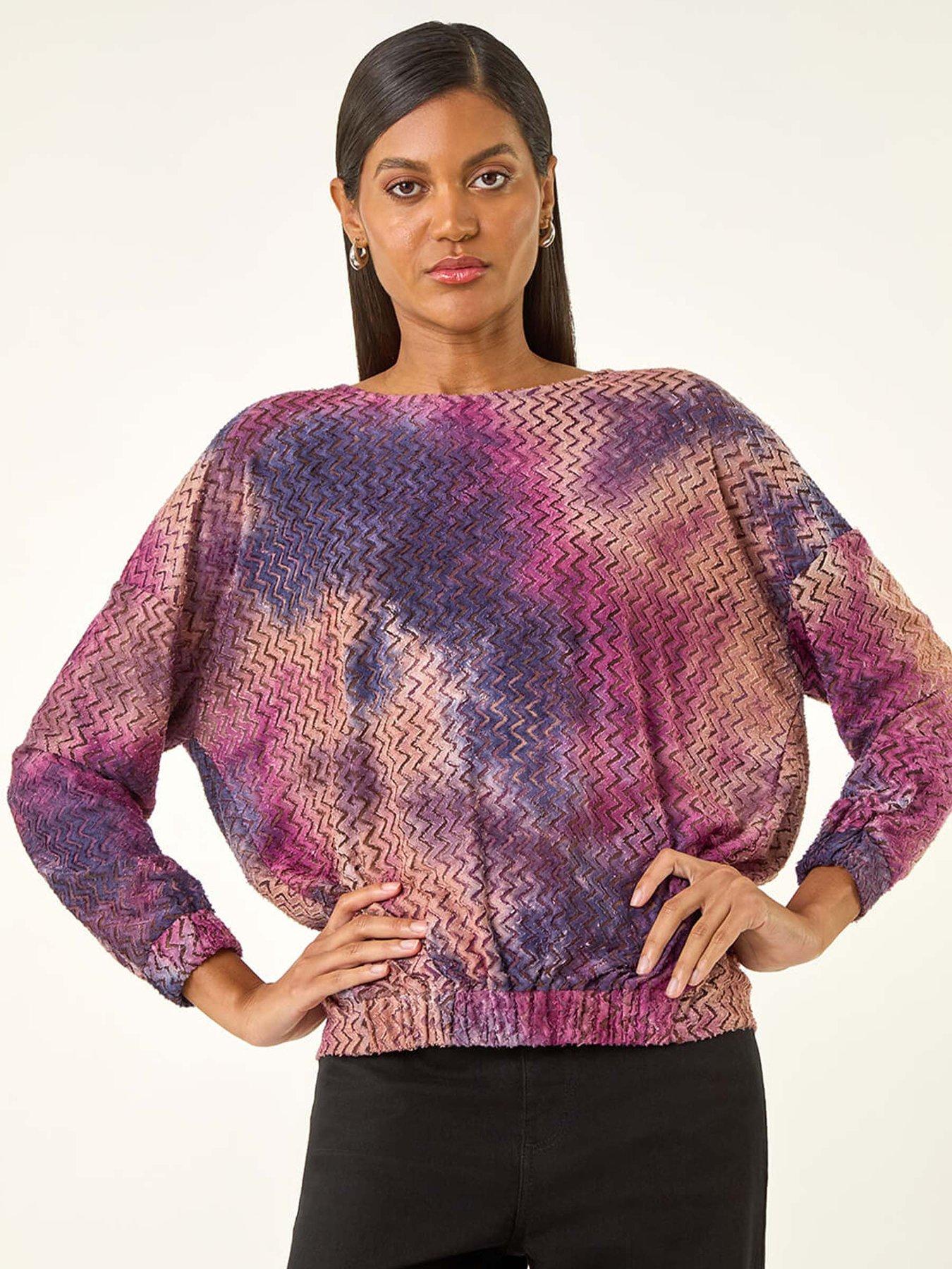 Roman Women's Pink Textured Burnout Print Top In Size 18 - Image 6