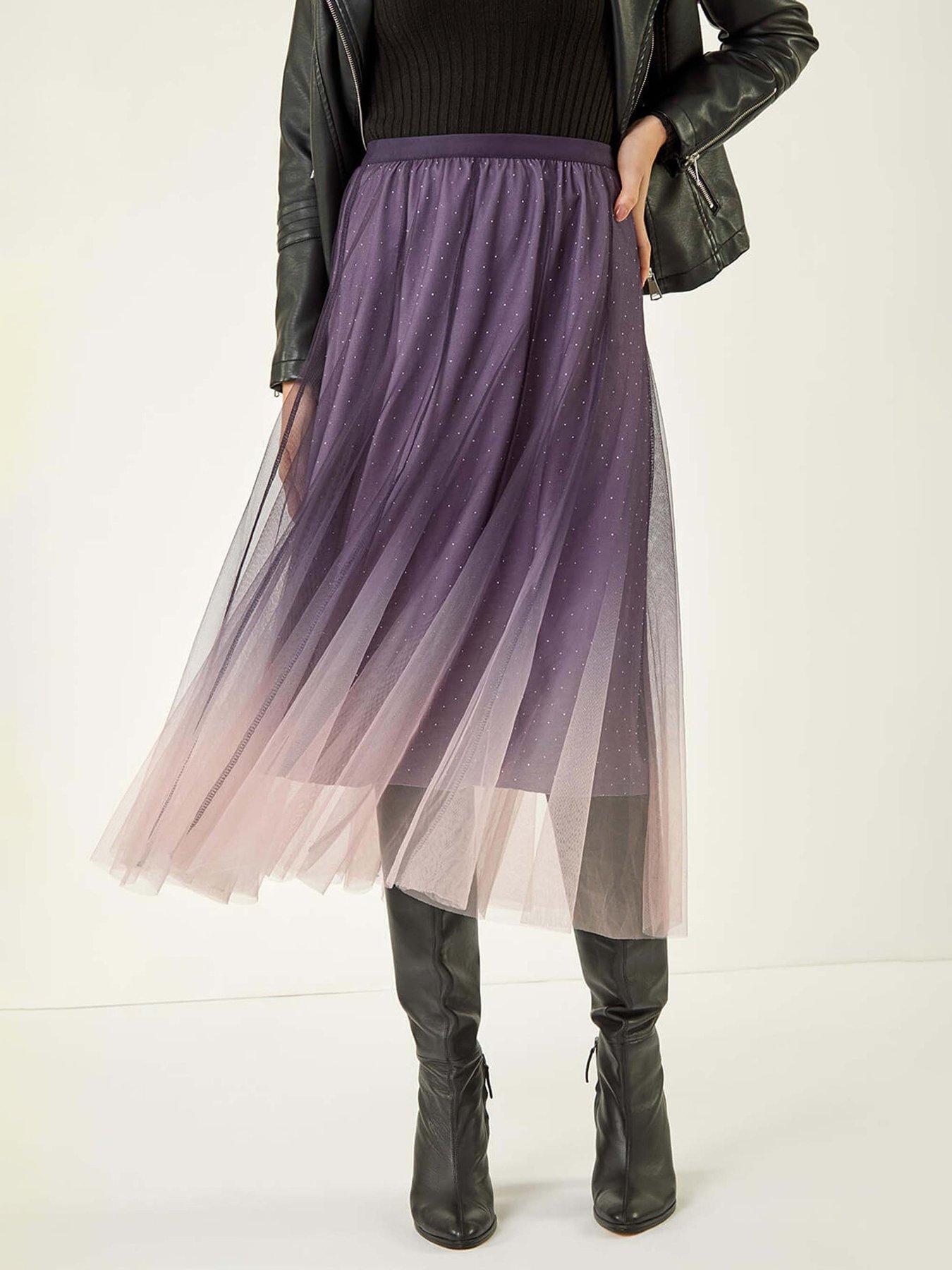 Roman Ombre Dip Dye Mesh Layered Skirt - Pink