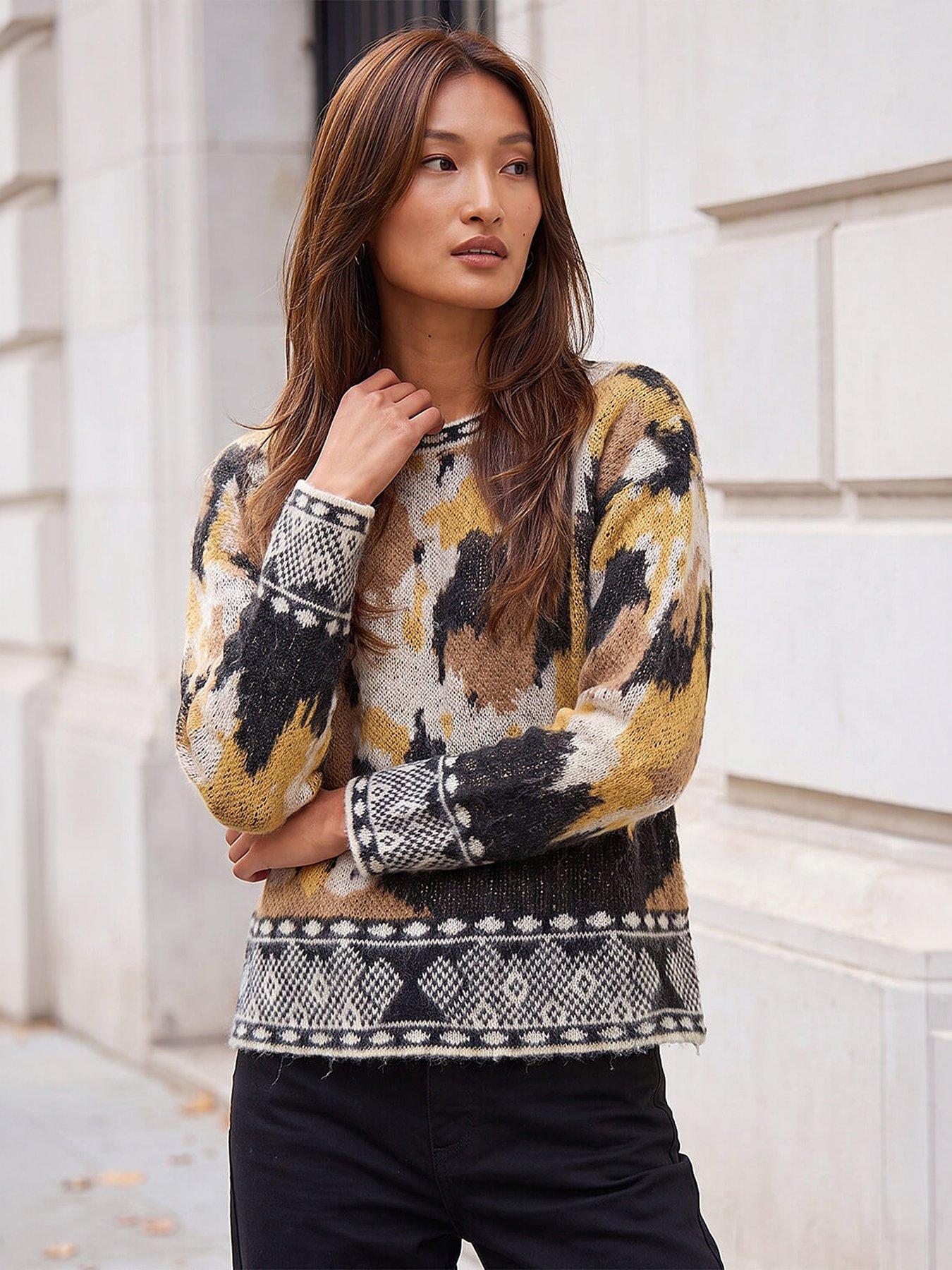 Roman Women's Black Abstract Jacquard Knit Jumper In | Size: 16 - Image 3
