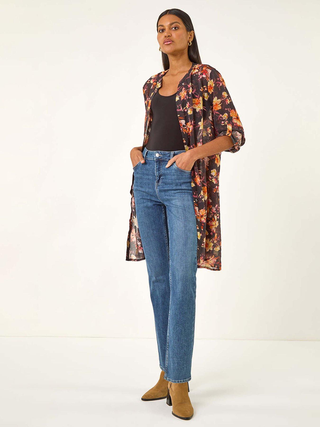 Roman Women's Orange Floral Print Longline Blouse Size 18 - Image 2