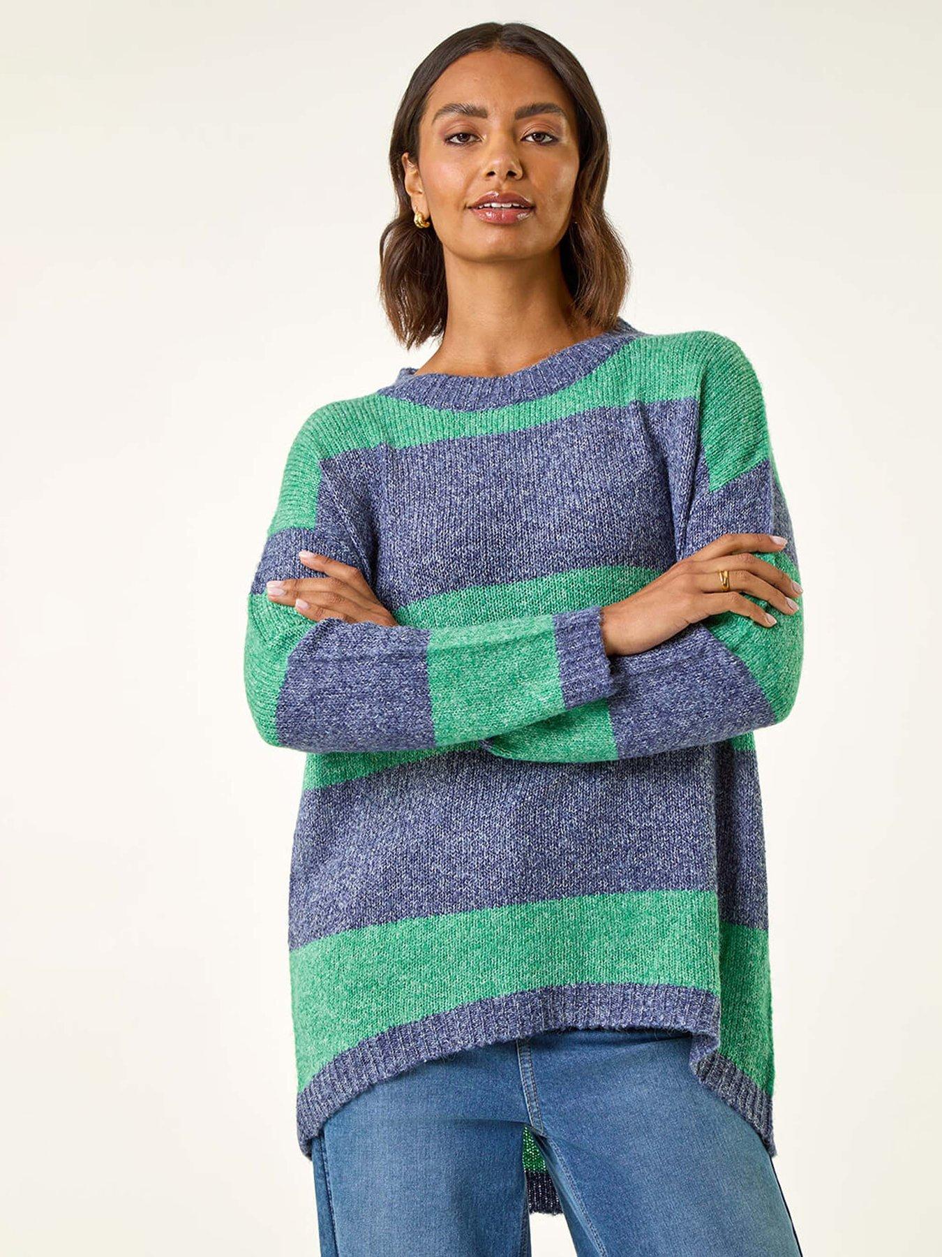 Roman Stripe Soft Knit Jumper - Green