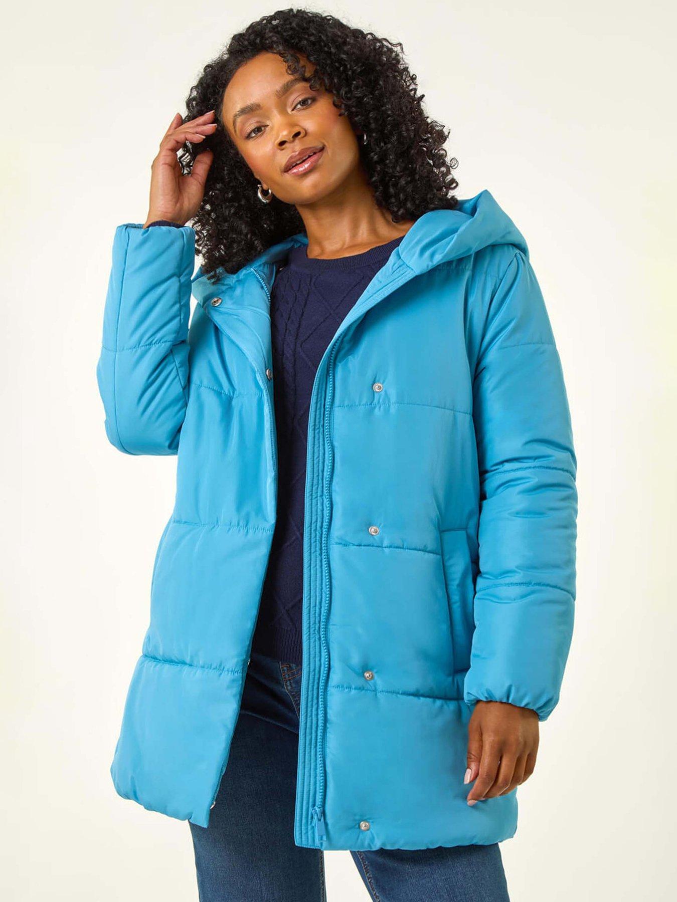Roman Petite Hooded Quilted Puffer Coat Blue Very