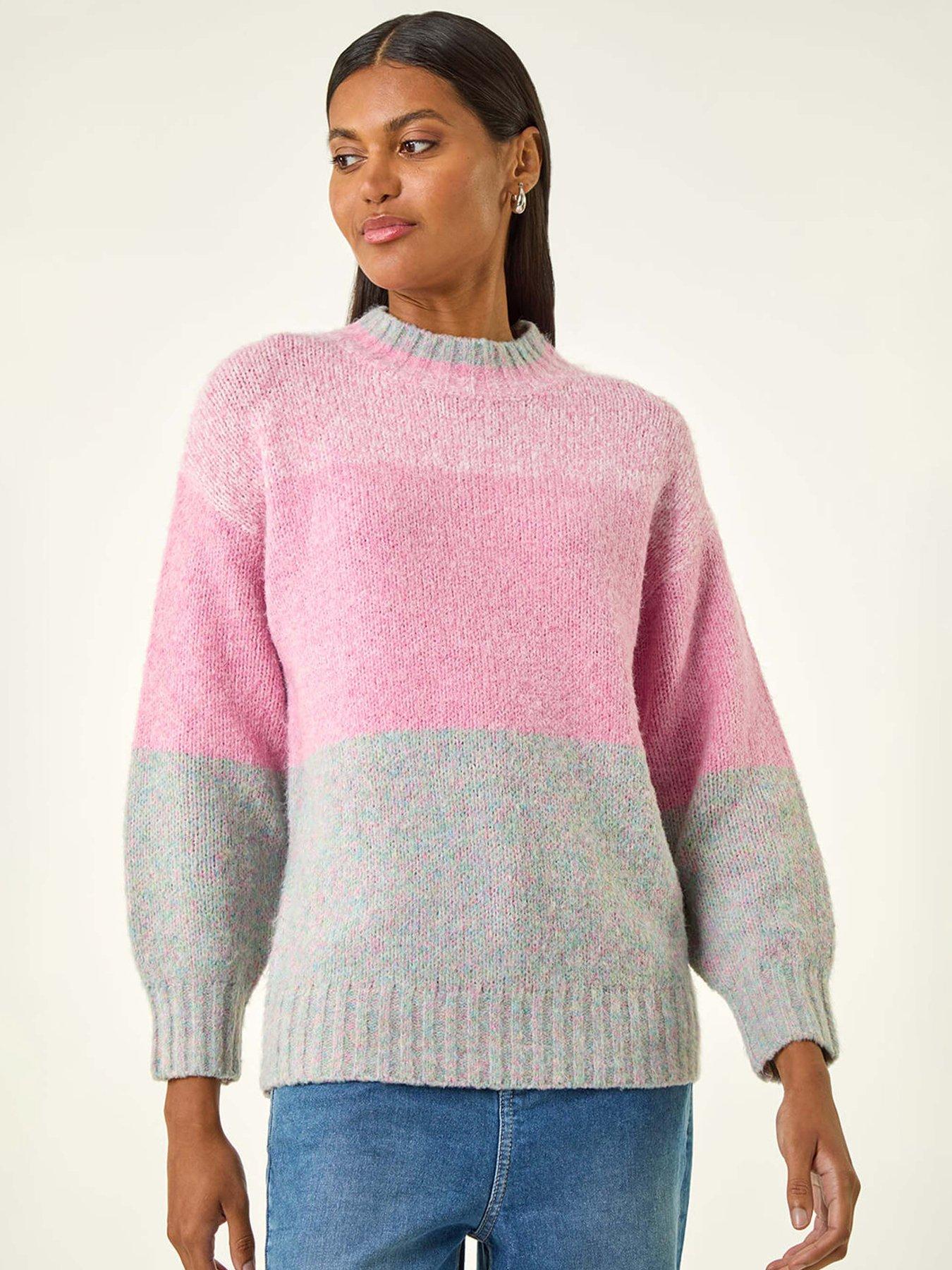 Roman Colour Block Knit Jumper - Pink