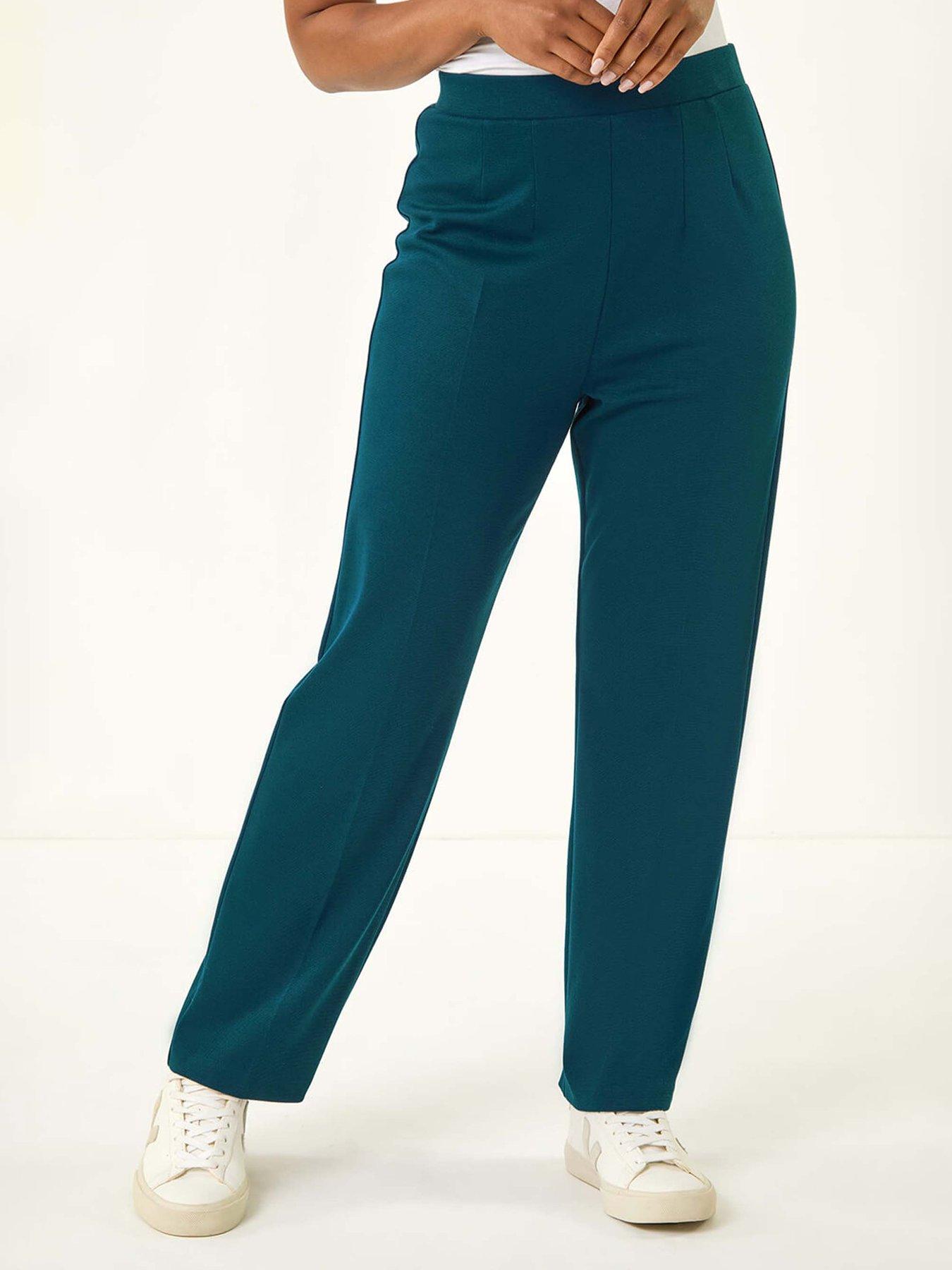 Roman Petite Straight Leg Ponte Stretch Trouser - Blue
