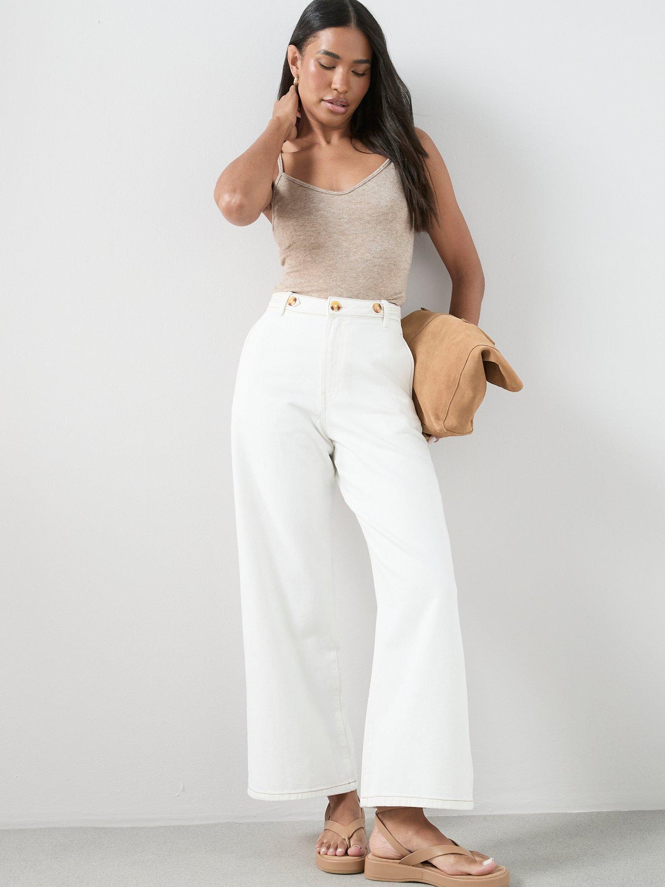 The Very Collection High Waist Wide Leg Jeans - Ecru