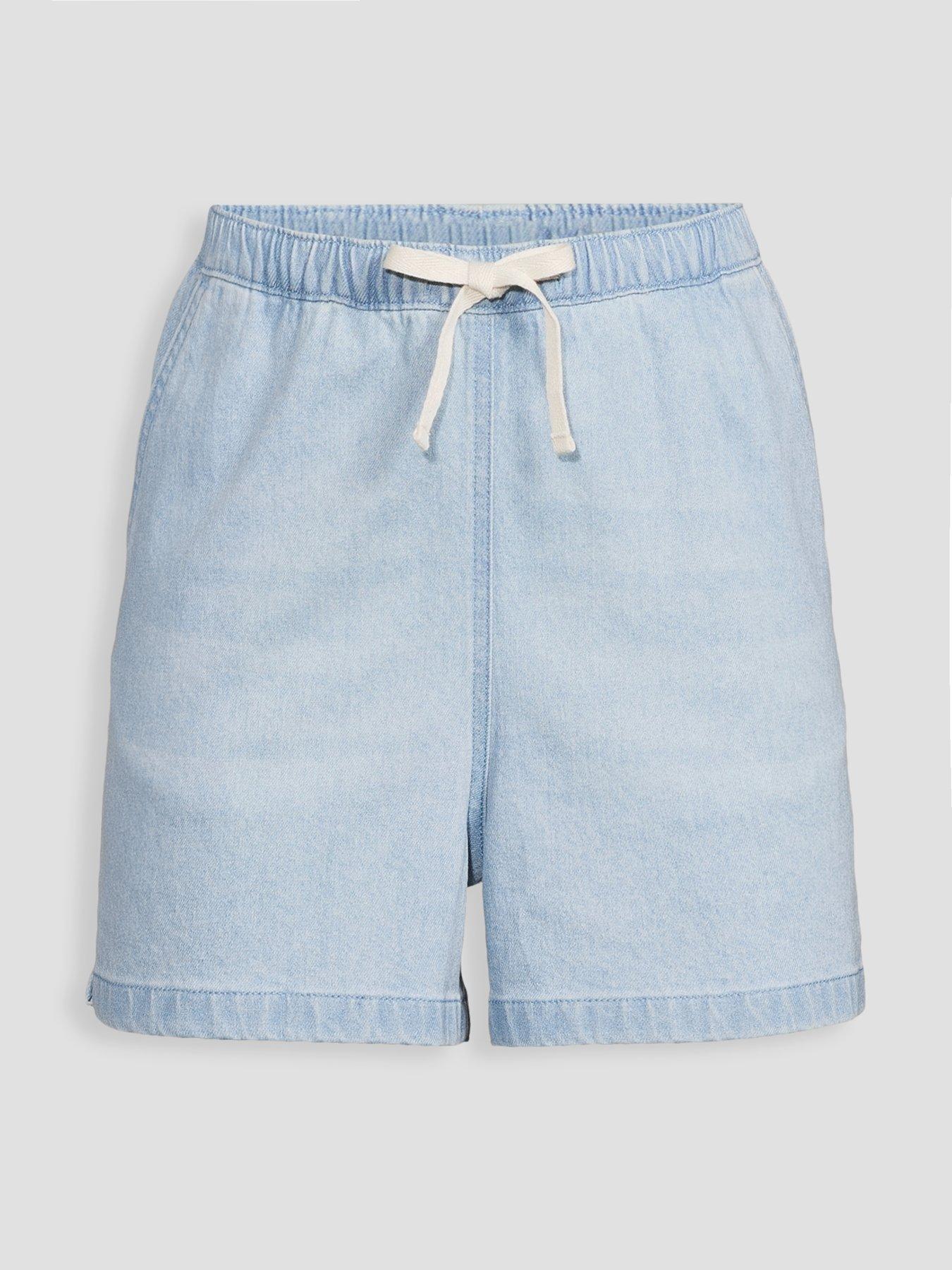 Image 7 of 7 of The Very Collection Drawcord Denim Shorts - Light Wash