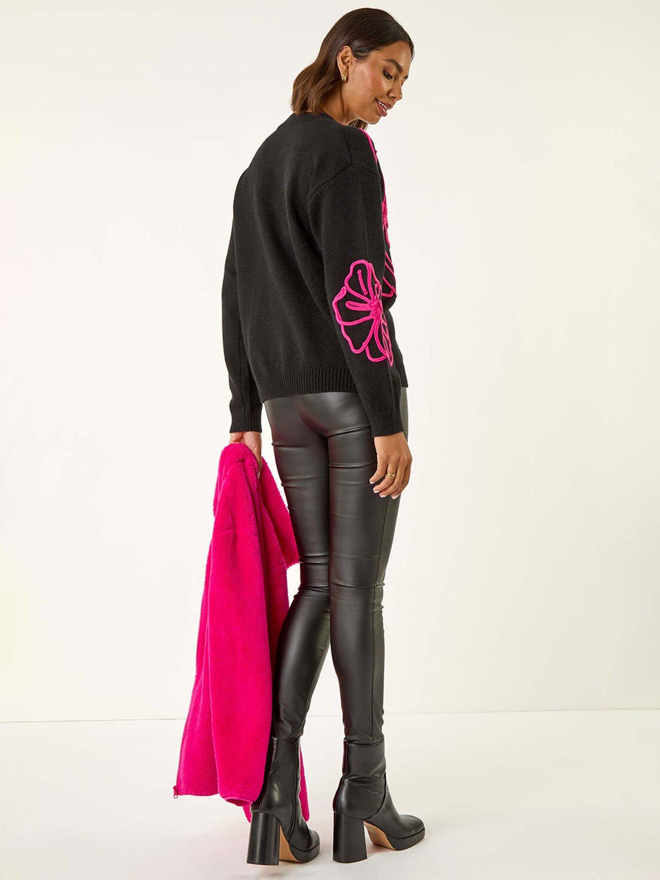 Image 2 of 5 of Roman Cornelli Rose Knit Jumper - Black