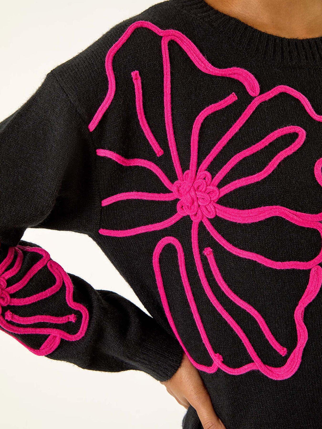 Image 5 of 5 of Roman Cornelli Rose Knit Jumper - Black