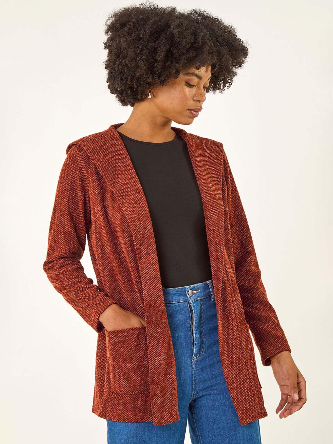 Roman Longline Hooded Cardigan - Orange