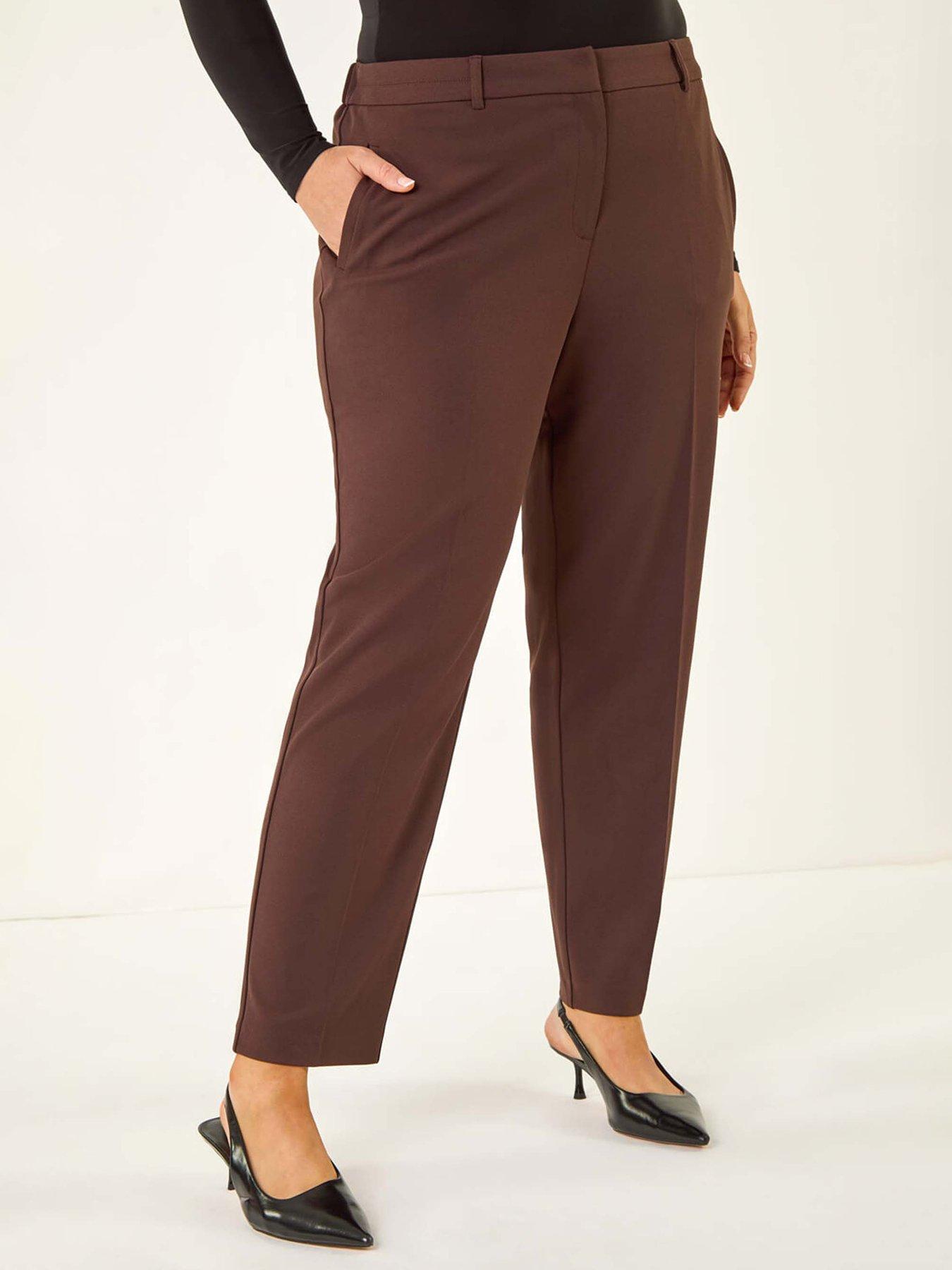 Roman Curve Straight Leg Trouser, Brown, Size 22-24, Women