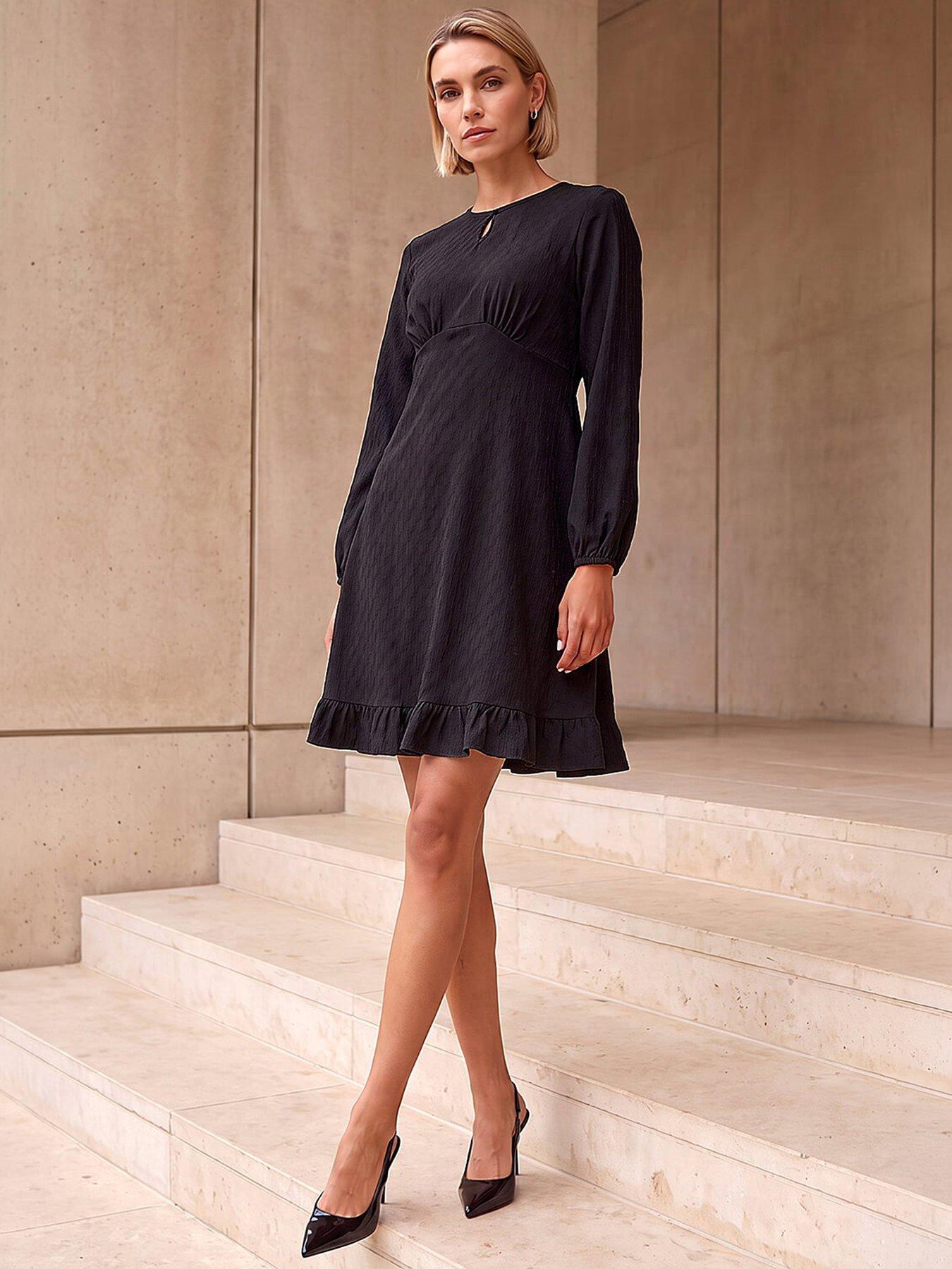 Roman Women's Textured Spot Keyhole Dress in Black | Size: 10 - Image 7