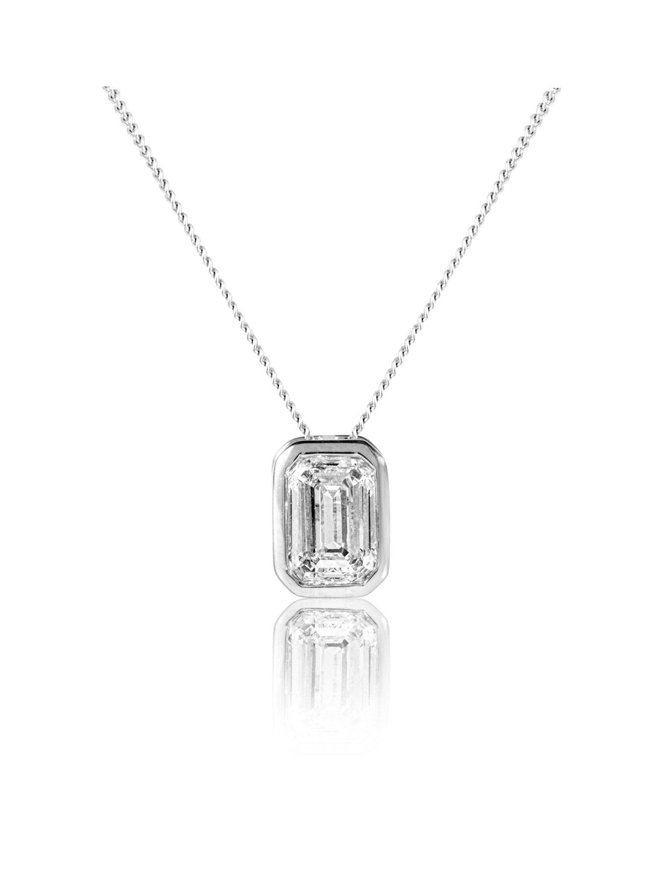 Love DIAMOND 0.50ct Emerald Cut Diamond Slider Pendant Lab Grown
