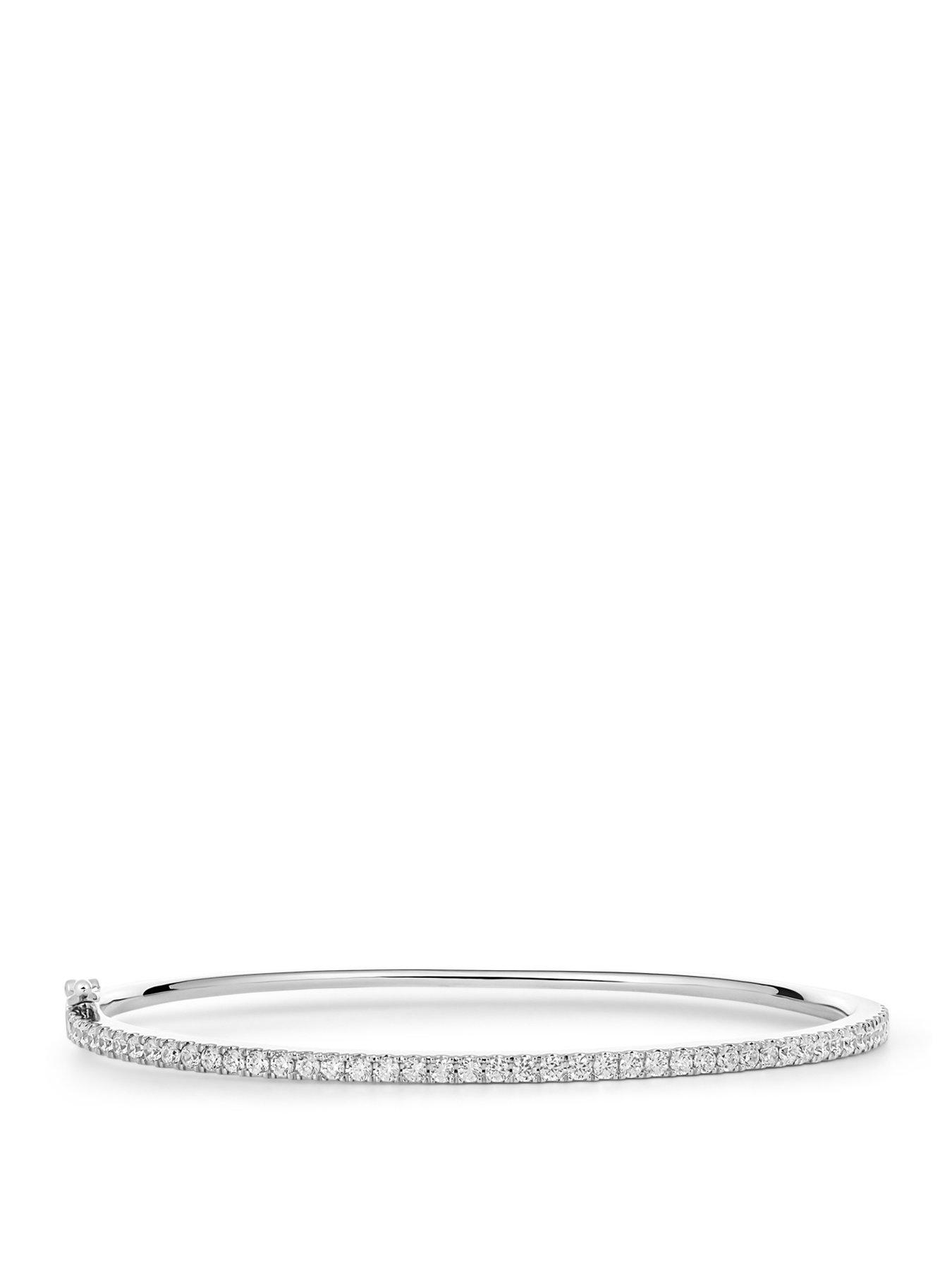 Love DIAMOND Silver And Lab Grown Bangle - One Colour
