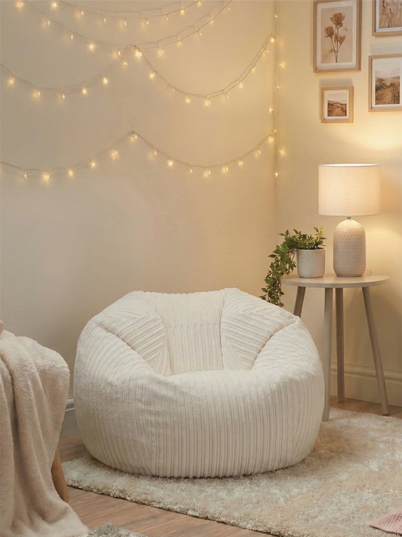 rucomfy Mini-Slouch Bean Bag - Jumbo Cord - Ivory