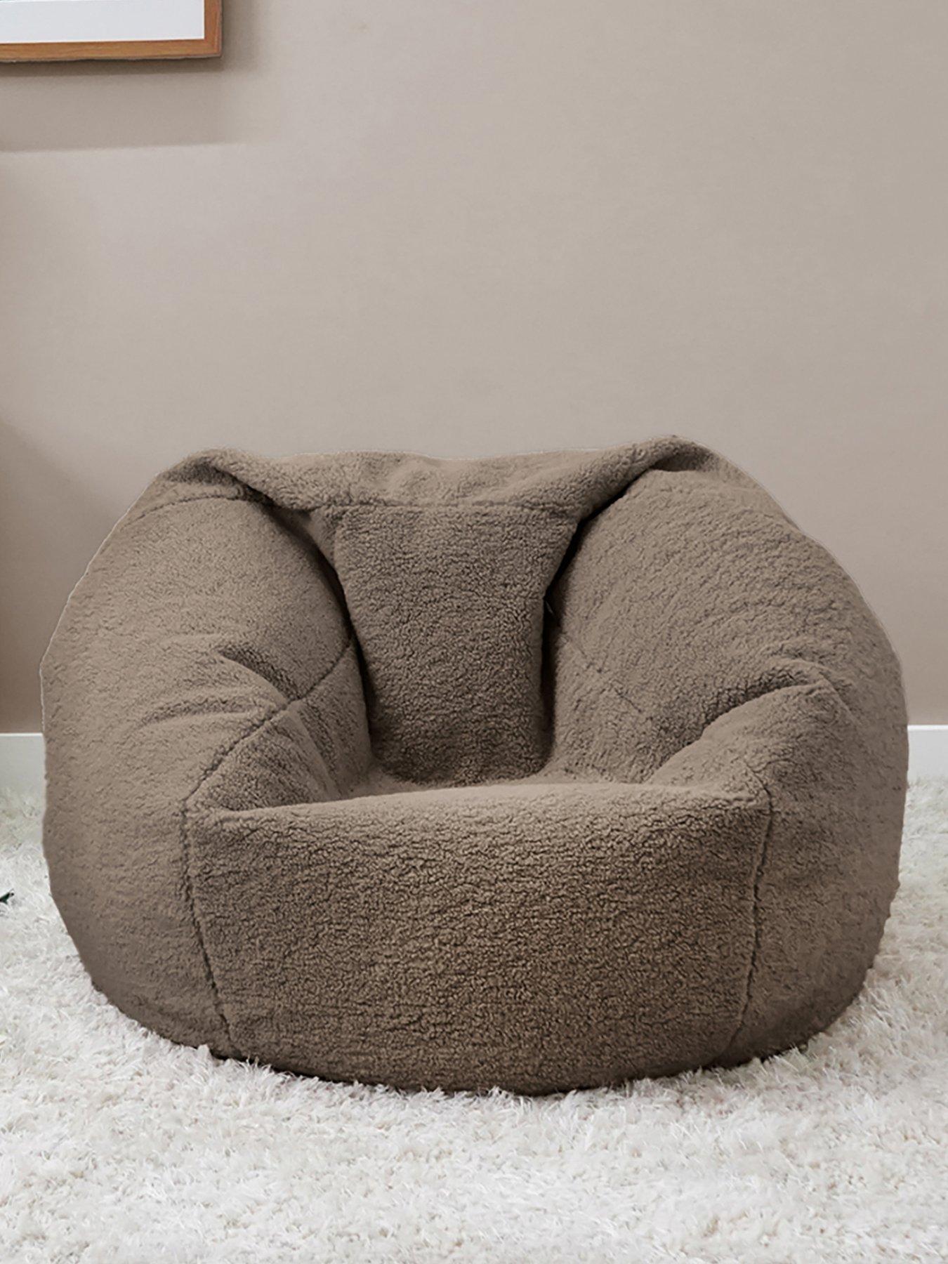 rucomfy Slouchbag Kids Bean Bag - Teddy Fleece - Taupe