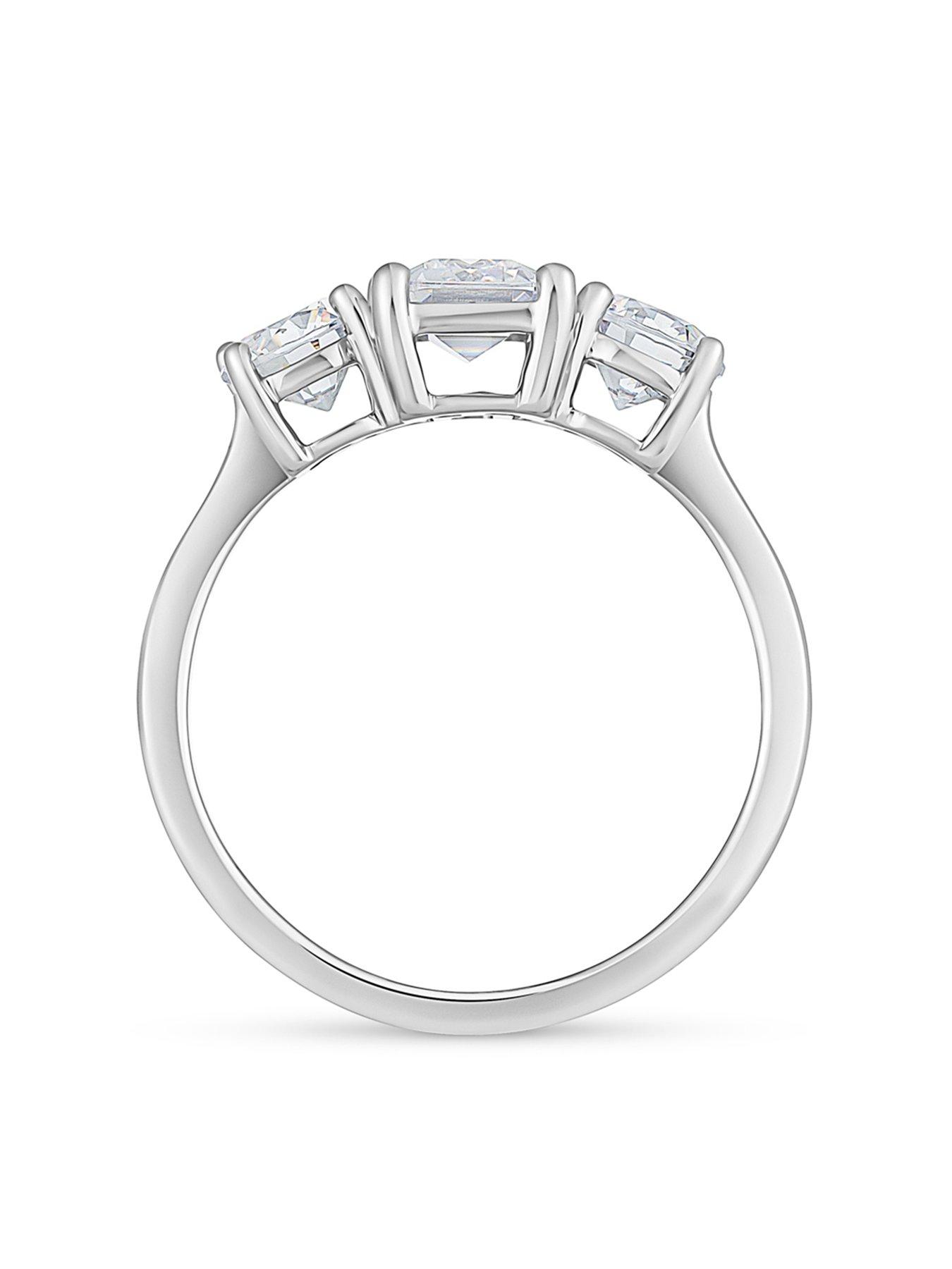 Image 2 of 5 of Love DIAMOND Mixed Shape Trilogy Diamond Ring Emerald &amp; Round Cuts Lab Grown