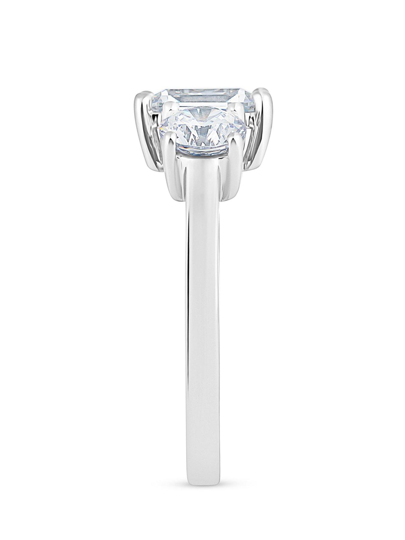 Image 3 of 5 of Love DIAMOND Mixed Shape Trilogy Diamond Ring Emerald &amp; Round Cuts Lab Grown