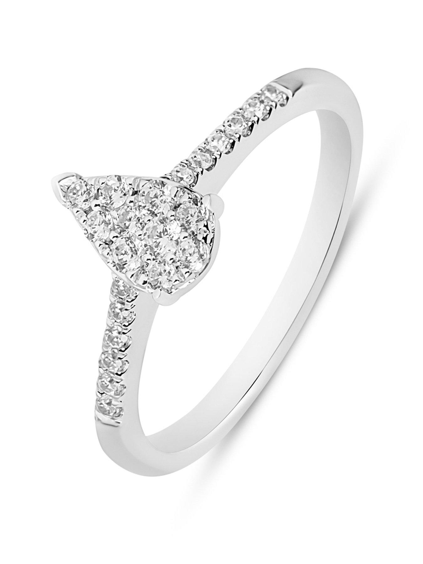 Image 1 of 5 of Love DIAMOND 0.25ct Natural Diamond Pear Cluster Ring with Microset Shoulders