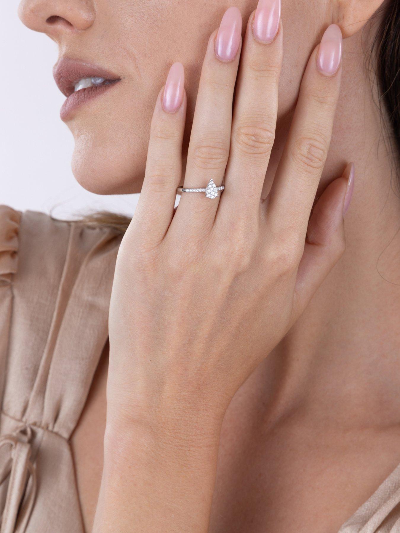 Image 5 of 5 of Love DIAMOND 0.25ct Natural Diamond Pear Cluster Ring with Microset Shoulders