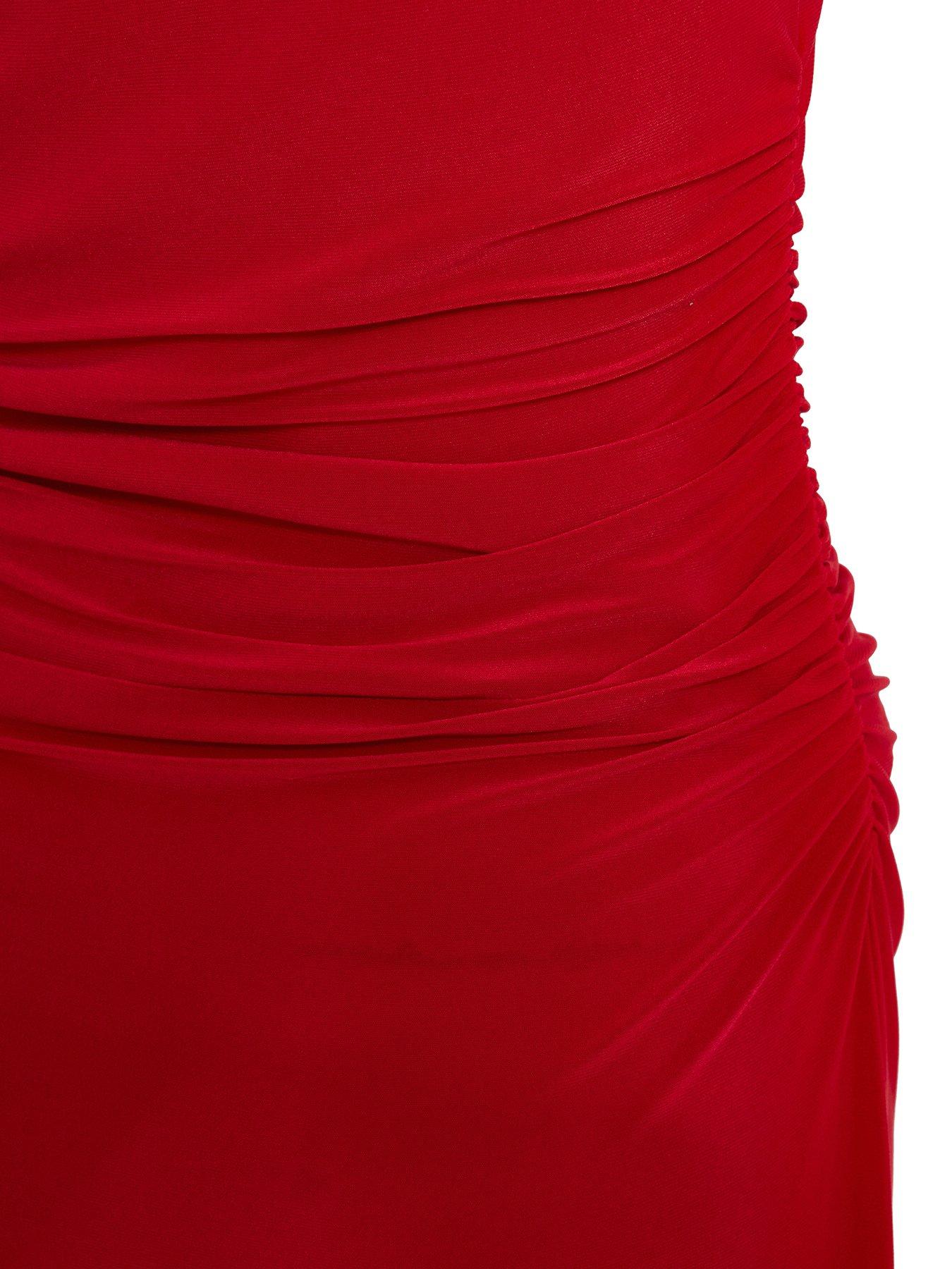Image 6 of 6 of Quiz Petite Red Asymmetric Midaxi Dress