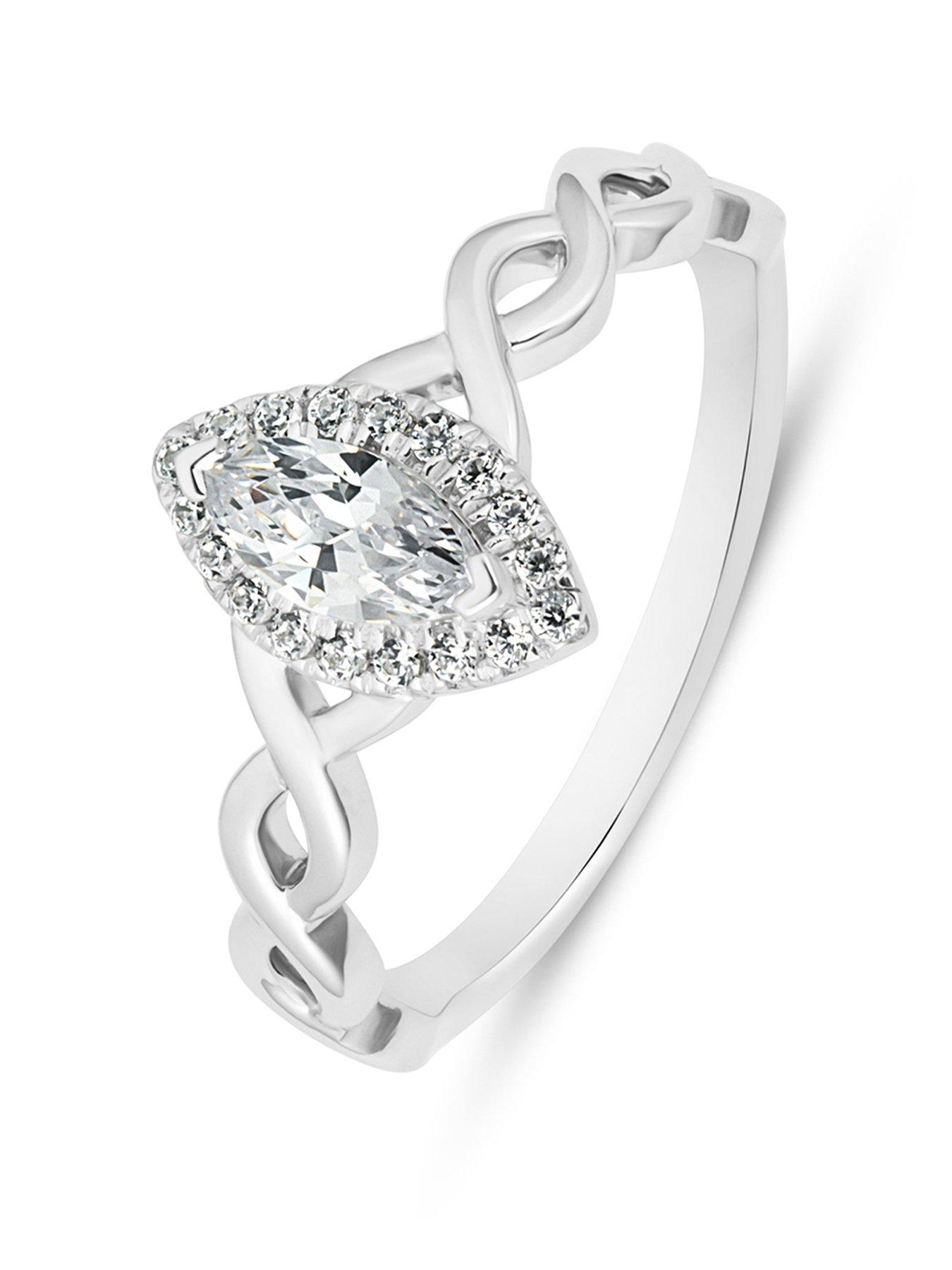 Love DIAMOND 0.35ct Marquise Cut Diamond Halo Twist Ring Lab Grown