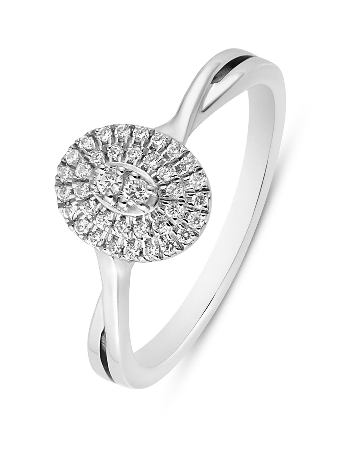 Love DIAMOND 0.15ct Natural Diamond Retro Oval Cluster Twist Ring