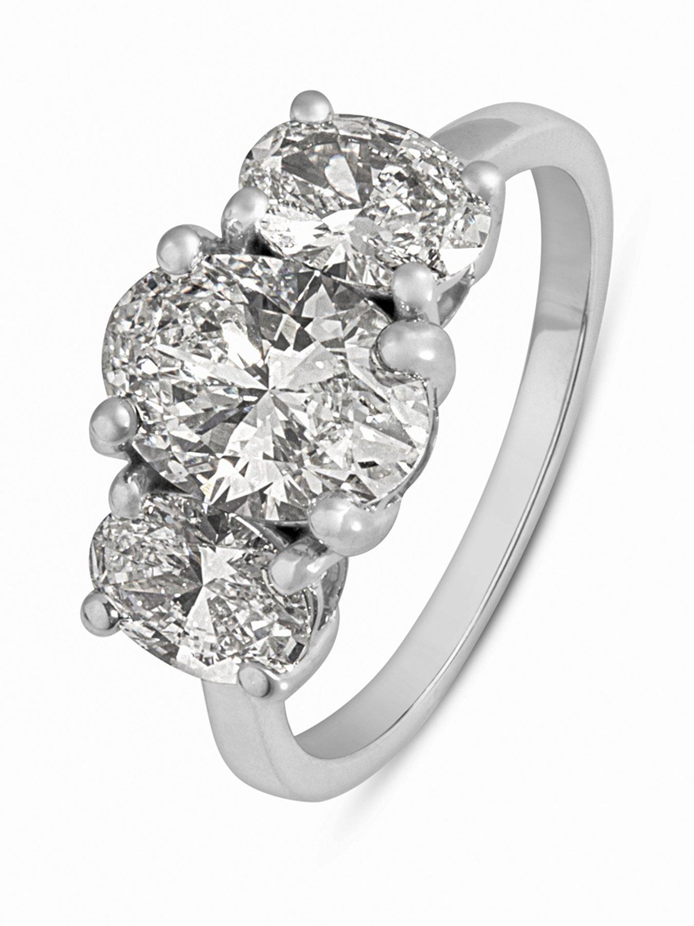 Love DIAMOND 2.50ct Oval Cut Trilogy Diamond Ring Lab Grown