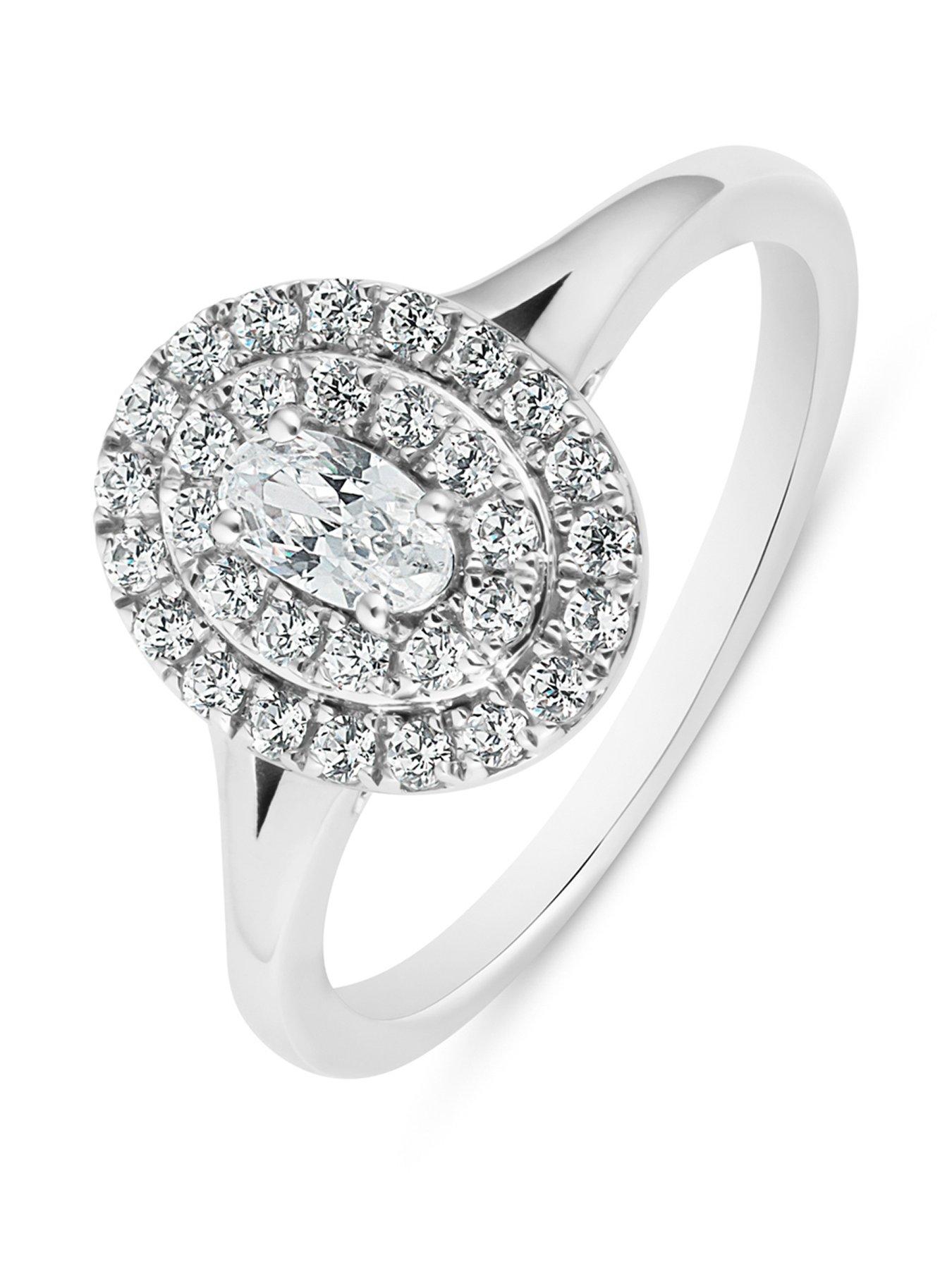 Love DIAMOND 0.50ct Oval Double Halo Diamond Dress Ring Lab Grown