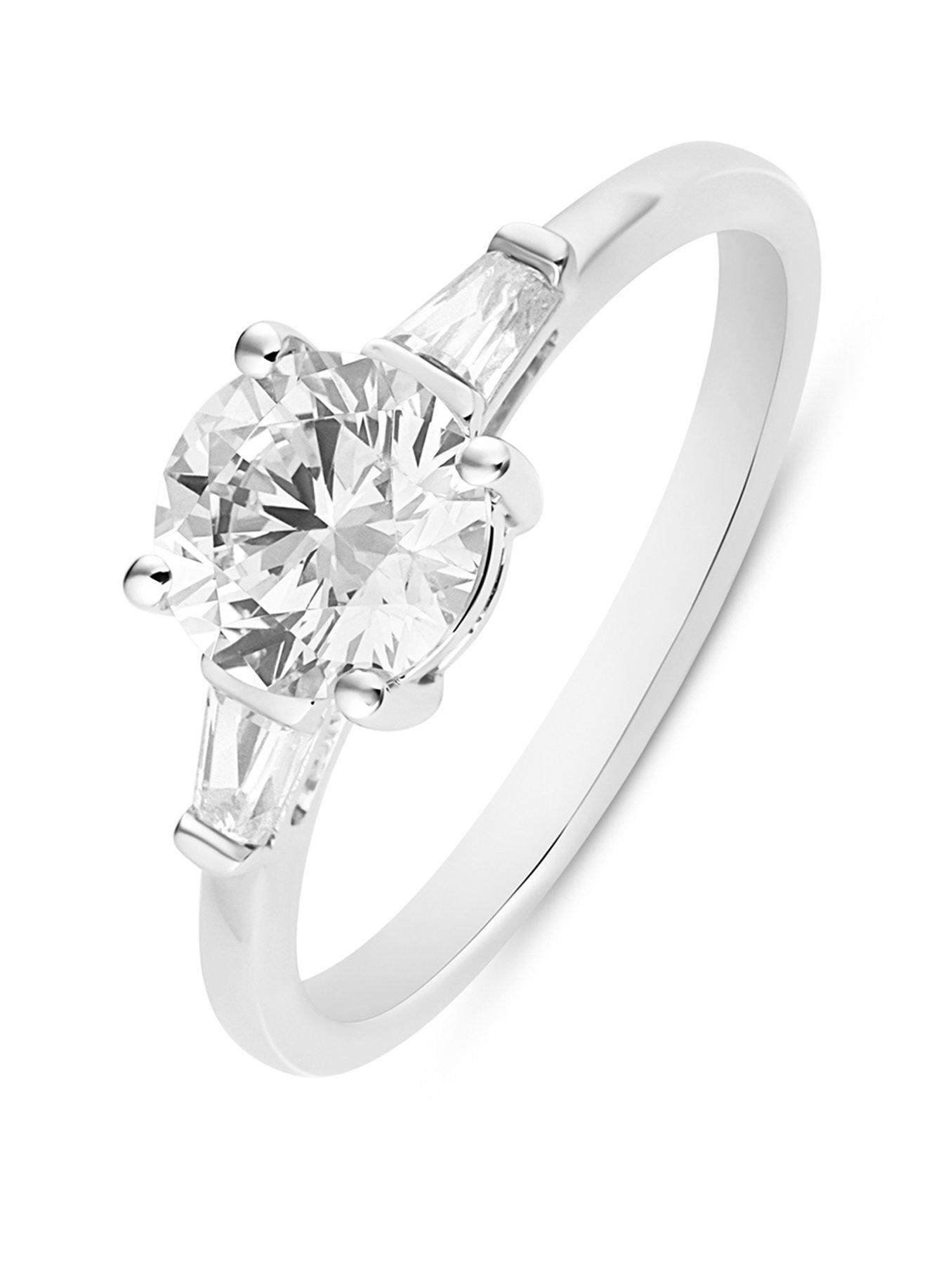 Love DIAMOND 1.15ct Round Brilliant Diamond Solitaire Ring with Baguette Shoulders Lab Grown