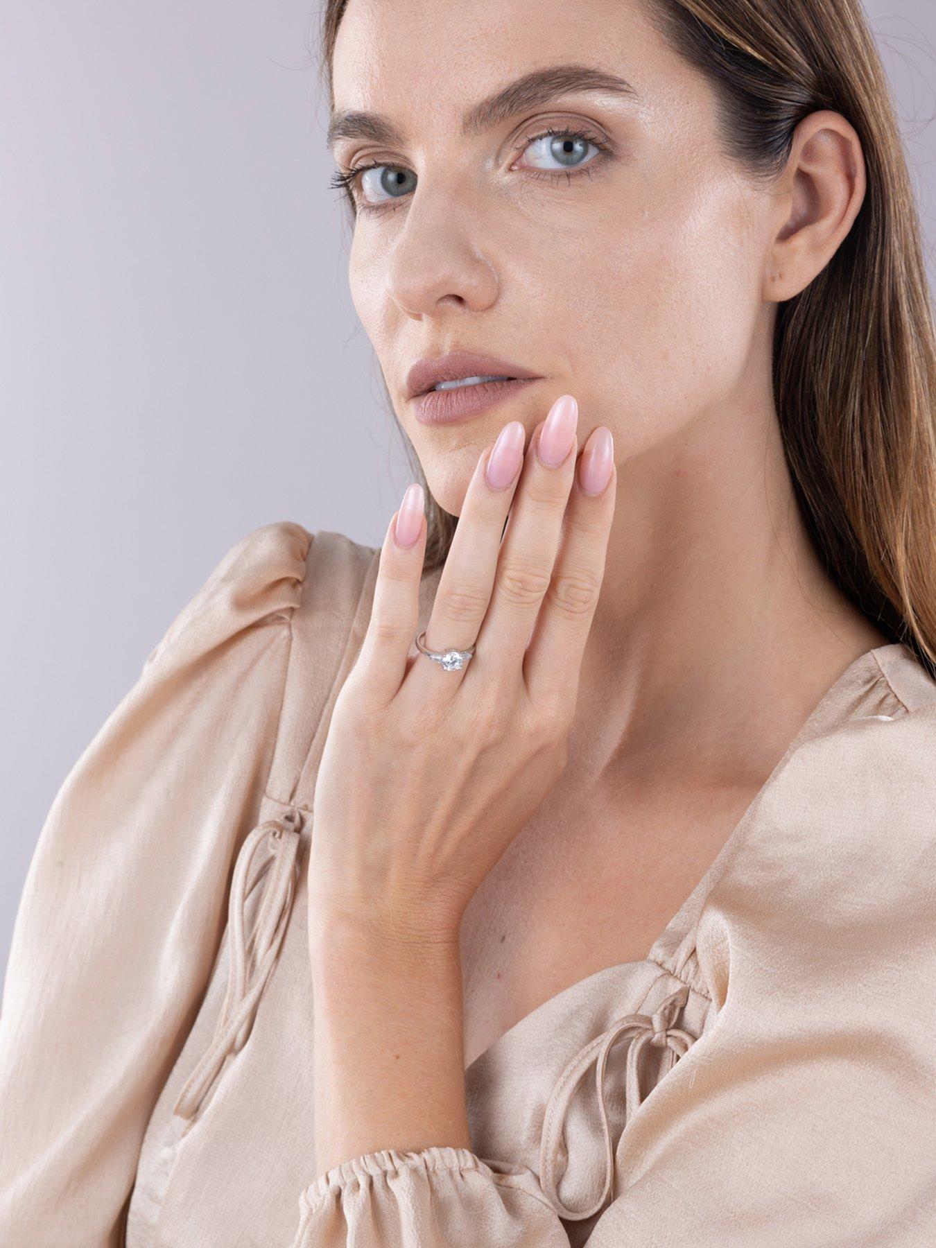 Image 4 of 5 of Love DIAMOND Diamond Solitaire Ring with Baguette Shoulders Lab Grown