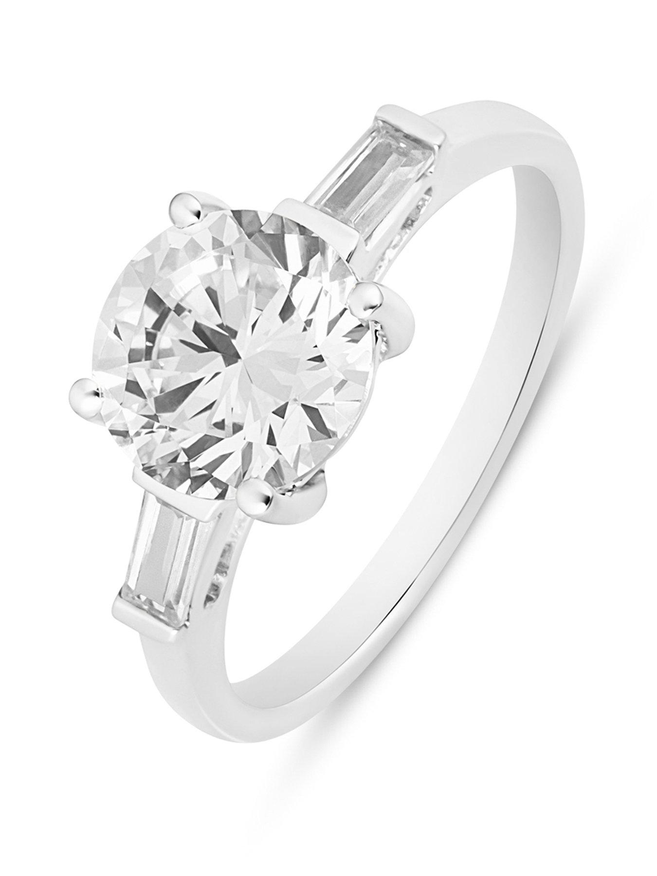 Love DIAMOND 2.25ct Round Brilliant Diamond Solitaire Ring with Baguette Shoulders Lab Grown