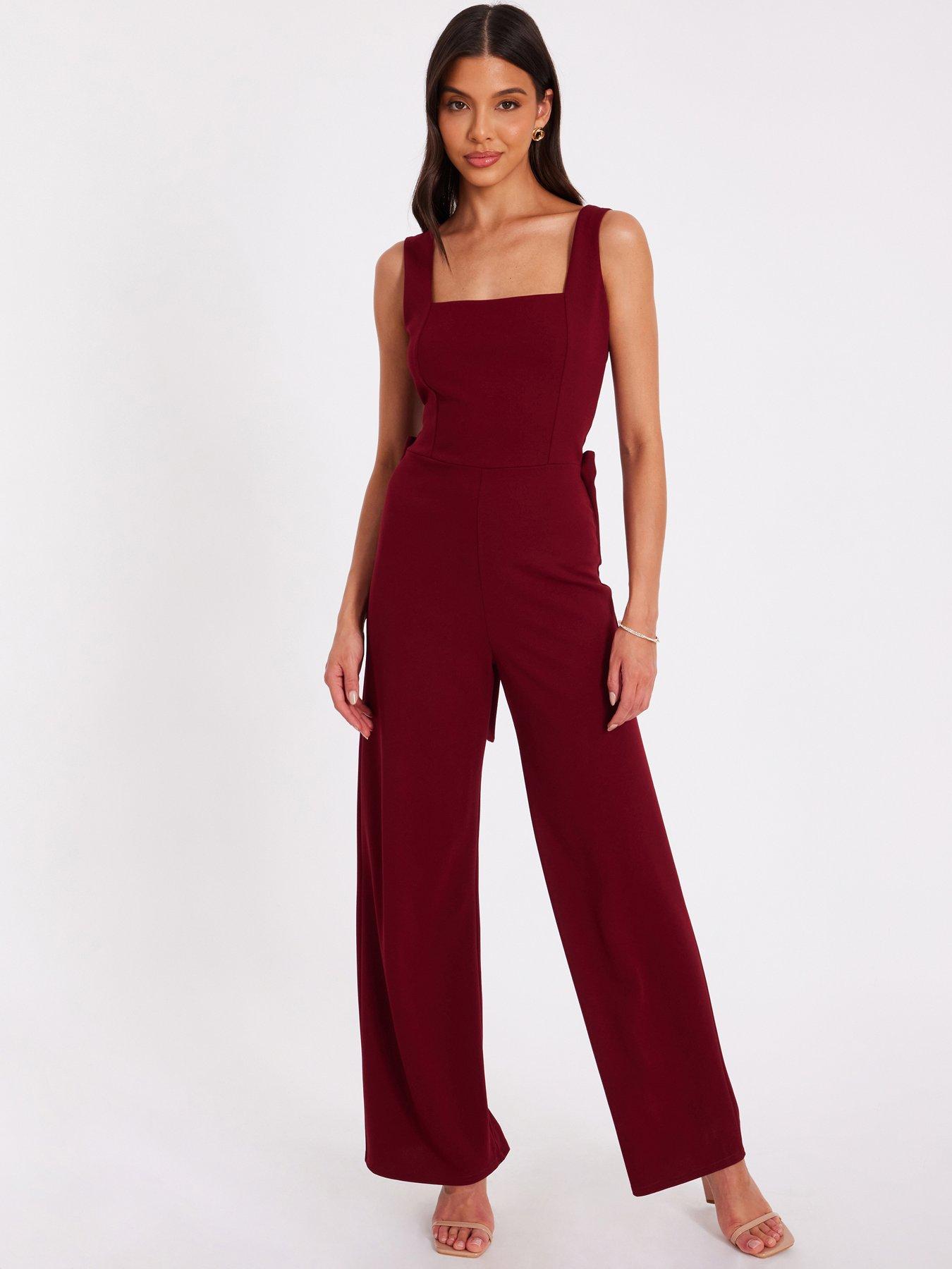 Quiz Dark Red Bow Back Jumpsuit