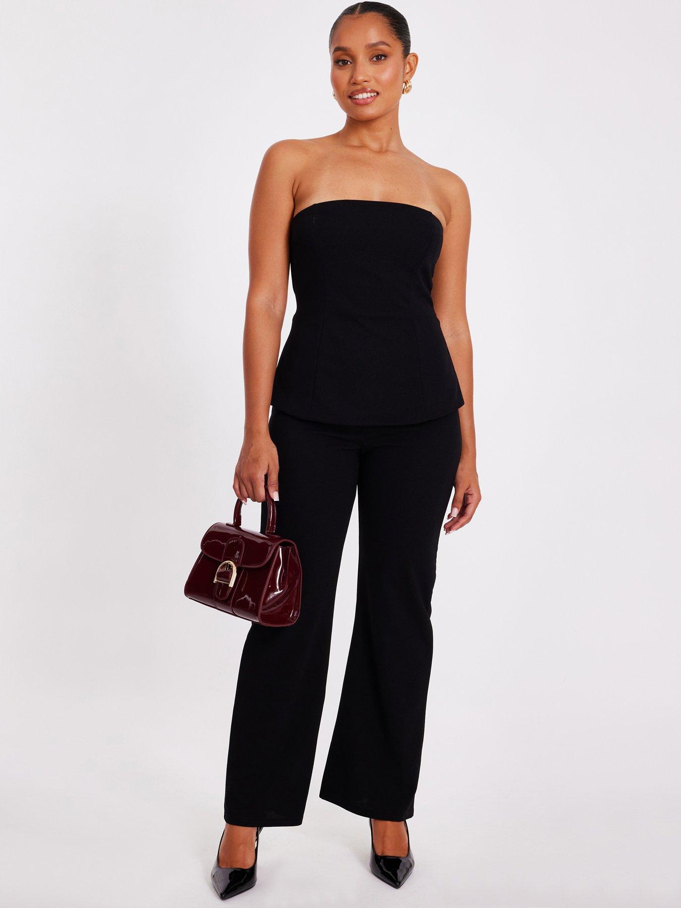 Quiz Petite Black Strapless Belted Jumpsuit