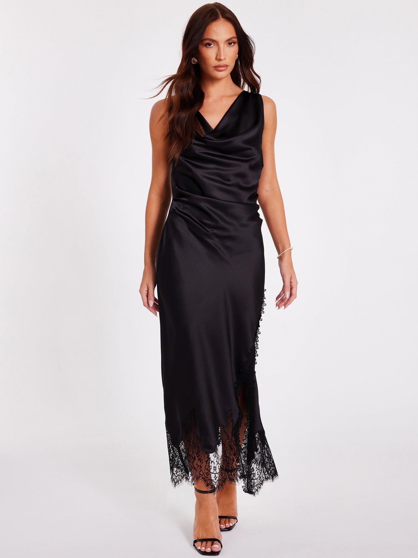 Quiz Black Lace Hem Midaxi Dress