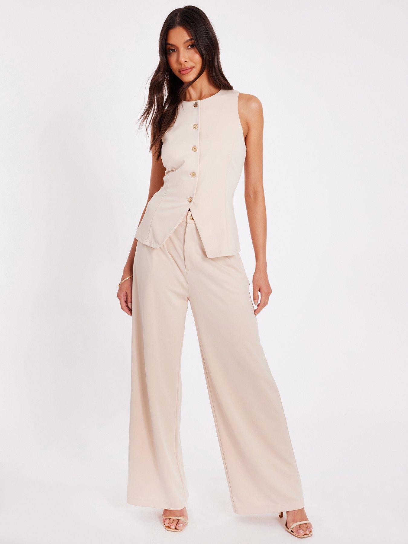 Quiz Stone Wide Leg Trousers