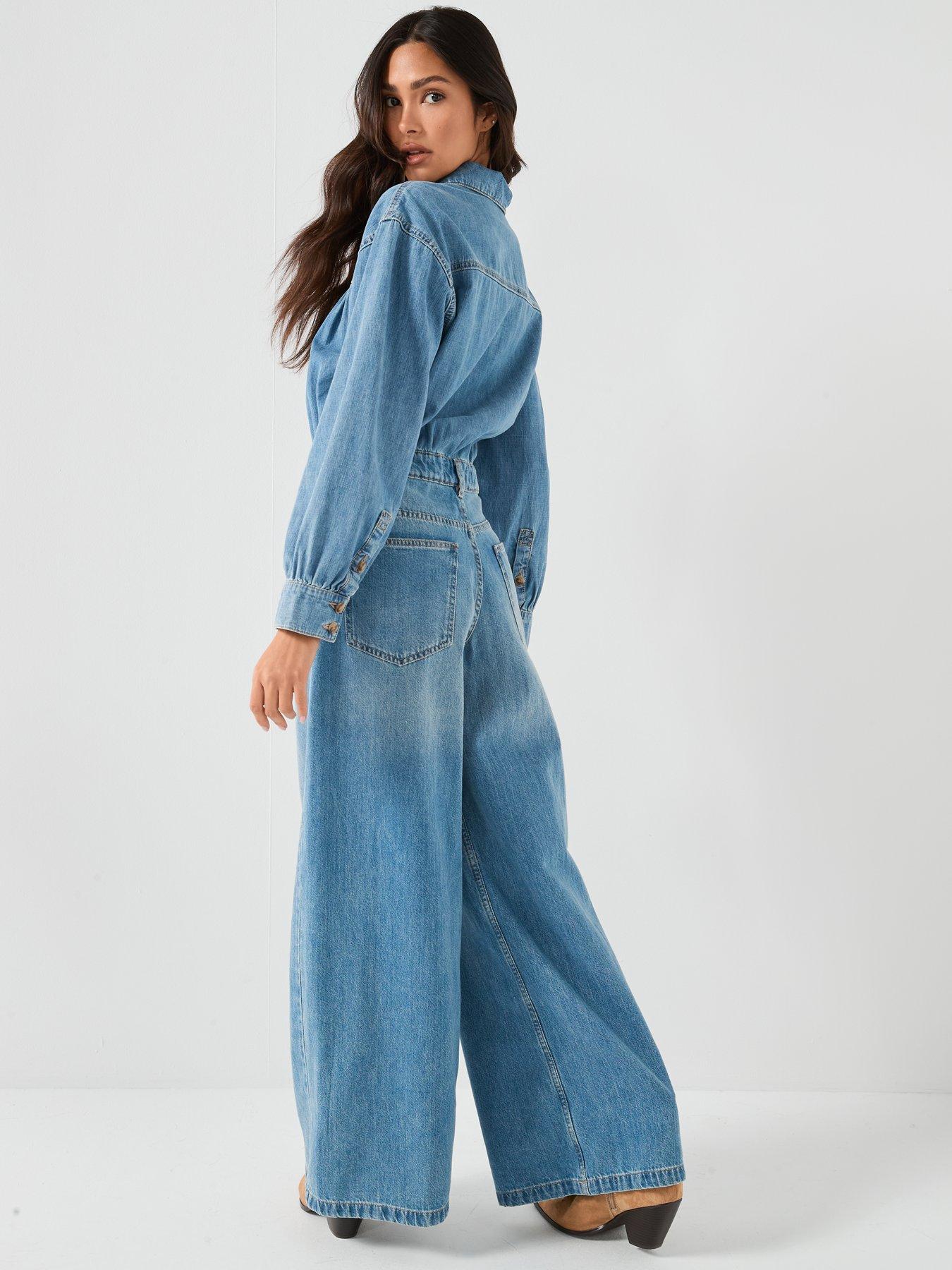 FREE PEOPLE Carpe Diem One Piece Denim Jumpsuit - Blue | Very
