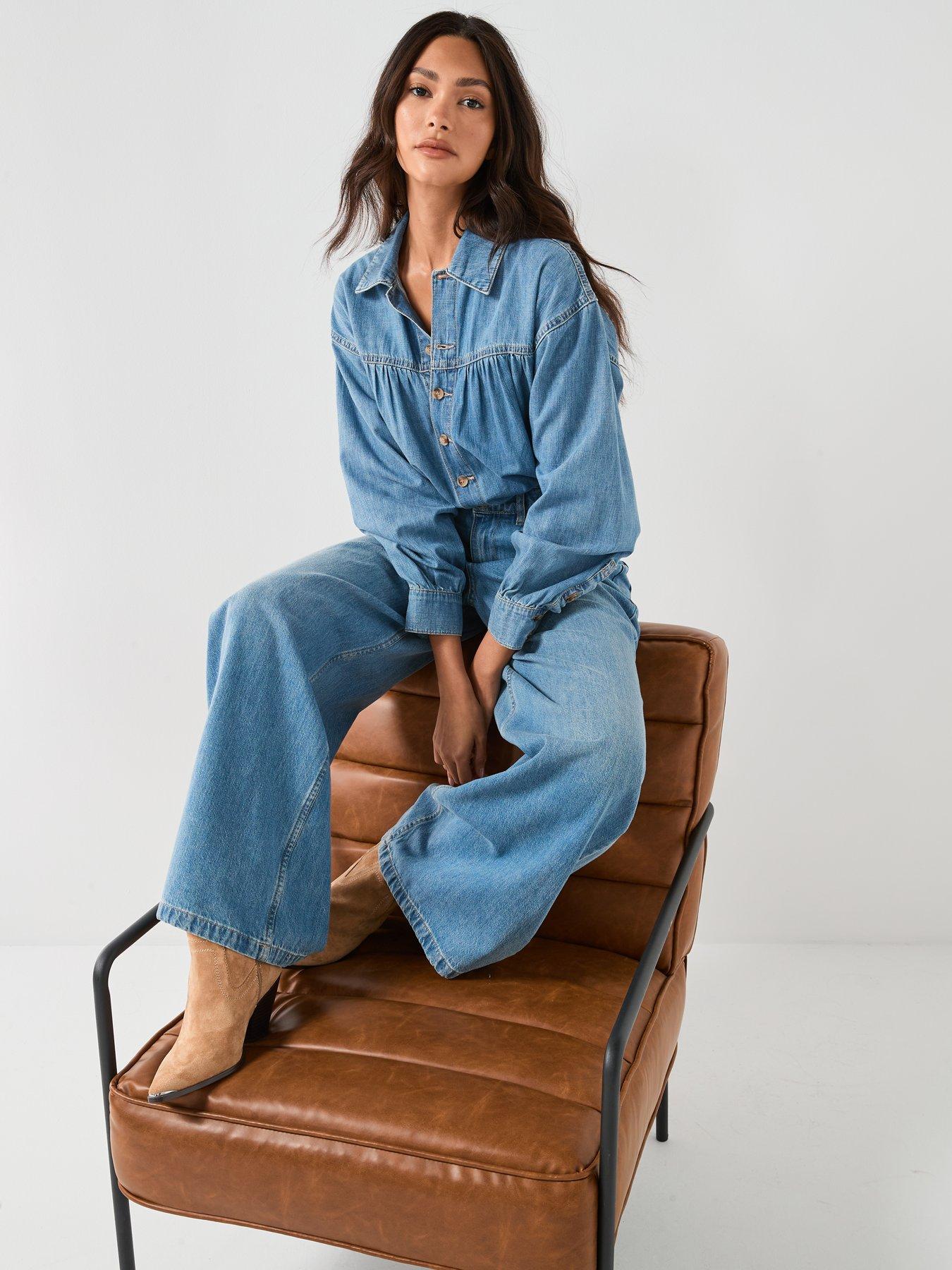 FREE PEOPLE Carpe Diem One Piece Denim Jumpsuit - Blue | Very