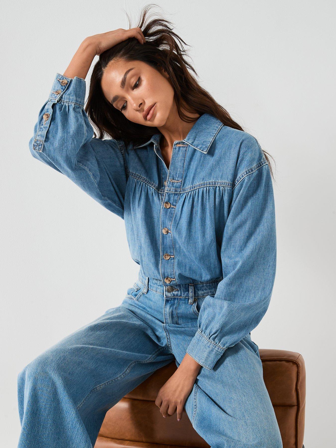 FREE PEOPLE Carpe Diem One Piece Denim Jumpsuit - Blue | Very