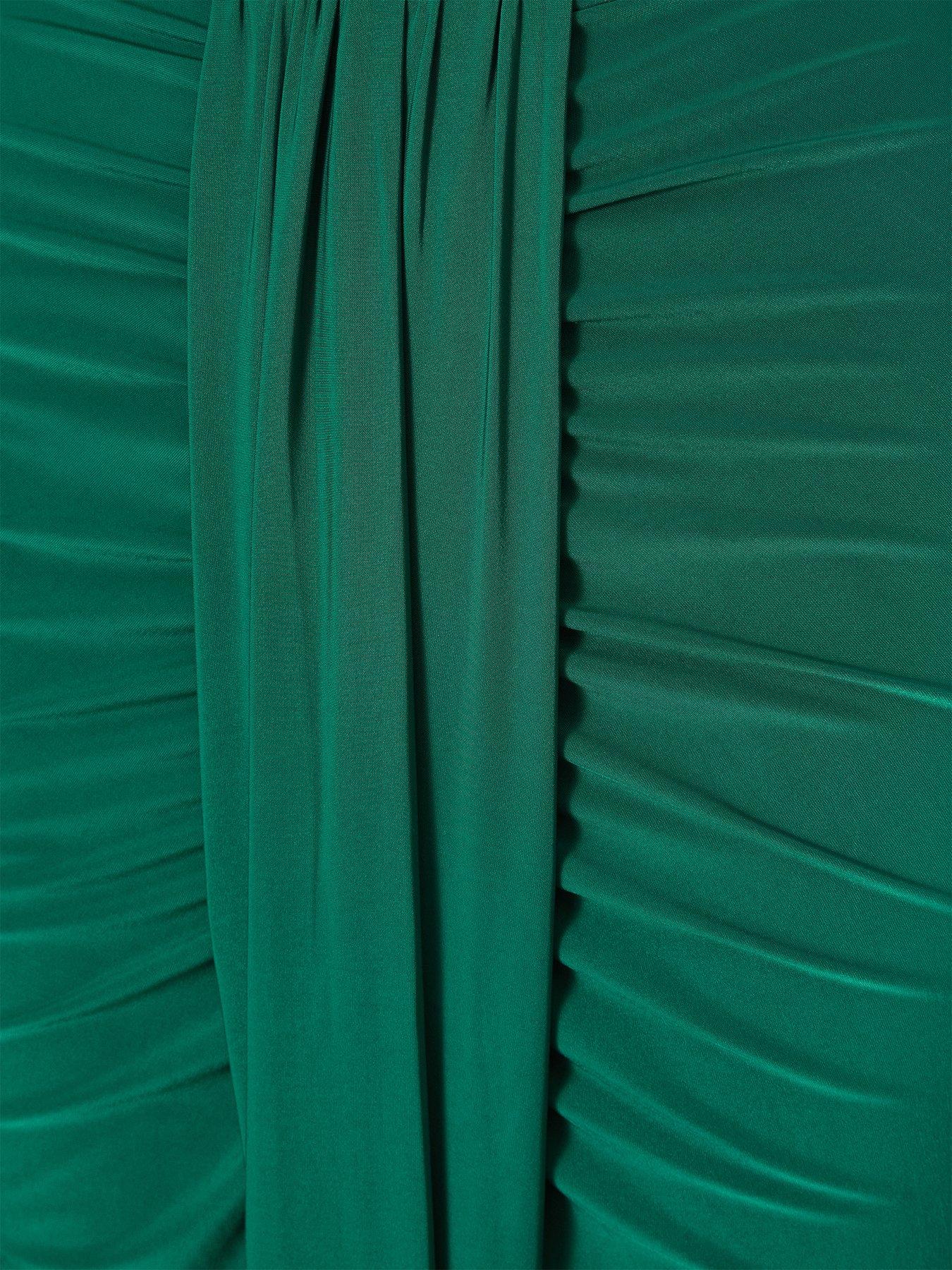 Quiz Bottle Green Drape Front Maxi Dress